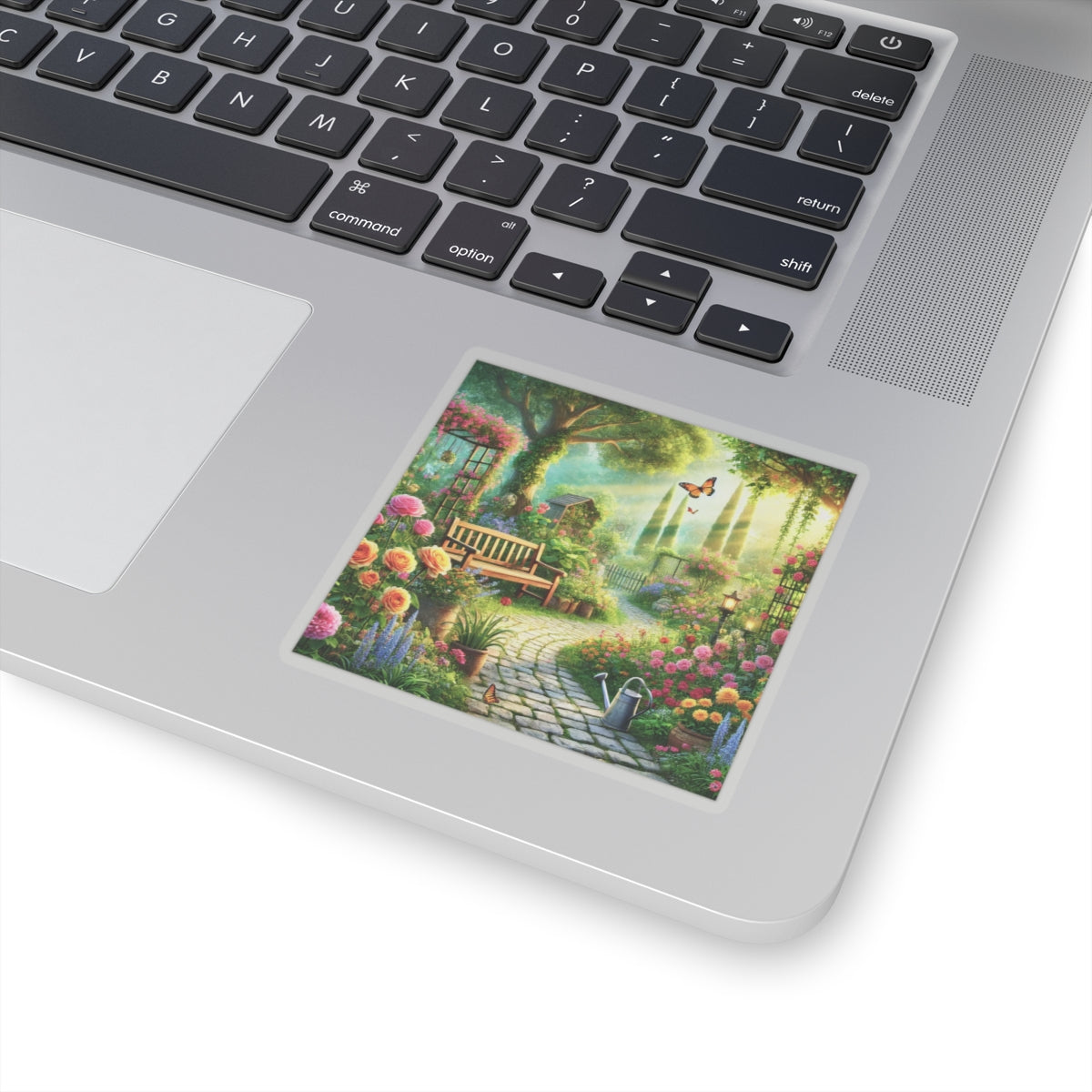 Sunlit Spring Flower Garden Bench Sticker