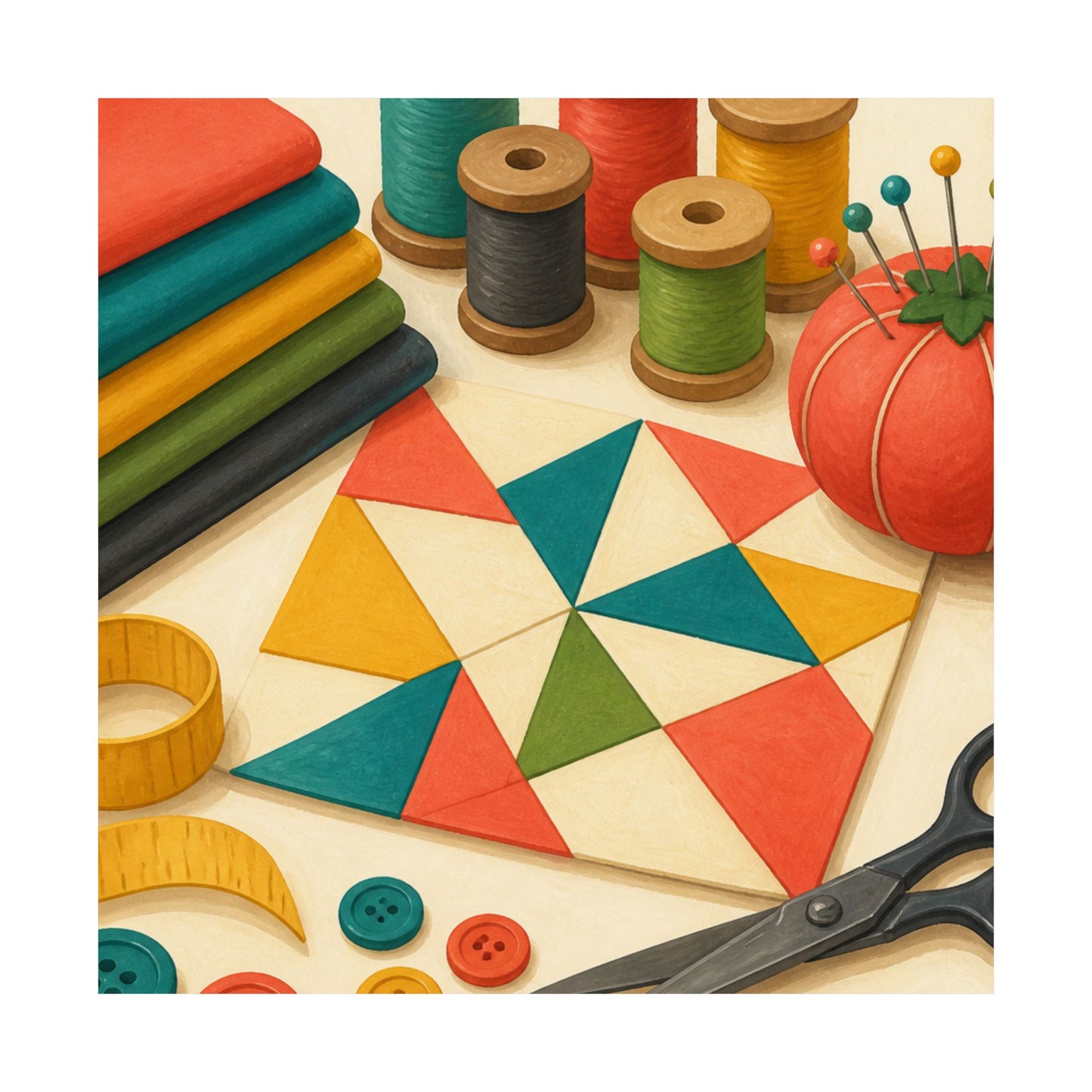 Colorful Sewing and Quilting Hobby Poster