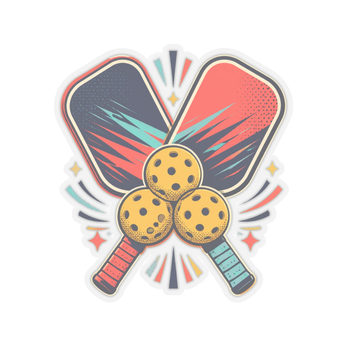 Retro Pickleball Paddles Recreational Sports Sticker