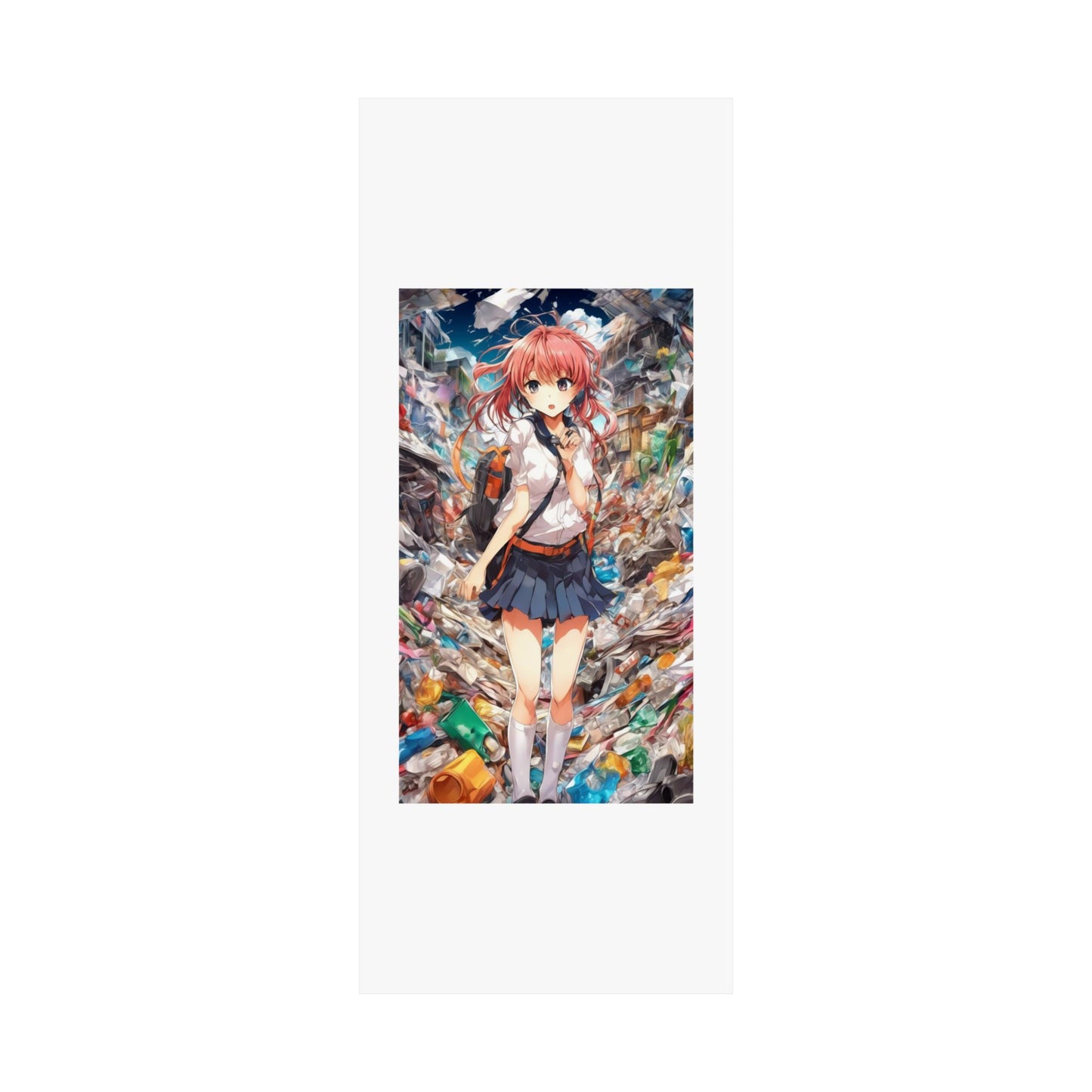 Recycling Day Anime Schoolgirl Eco Street Art Poster