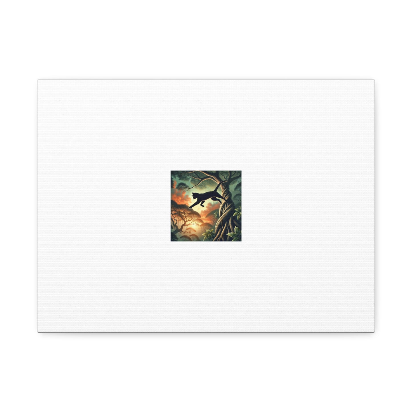 Enchanted Black Cat Forest Canvas Fantasy Cat Wall Art Gift