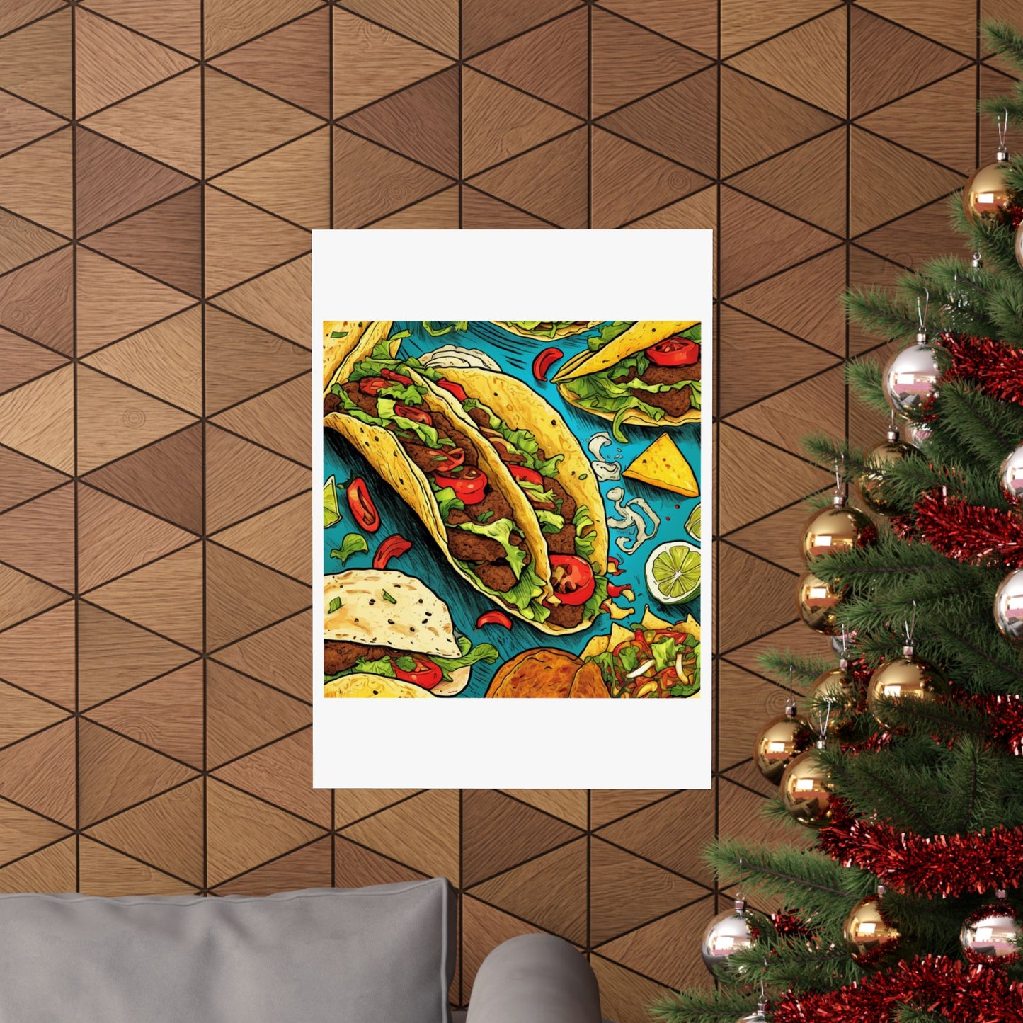 Taco Party Pattern Foodie Gift Art Poster