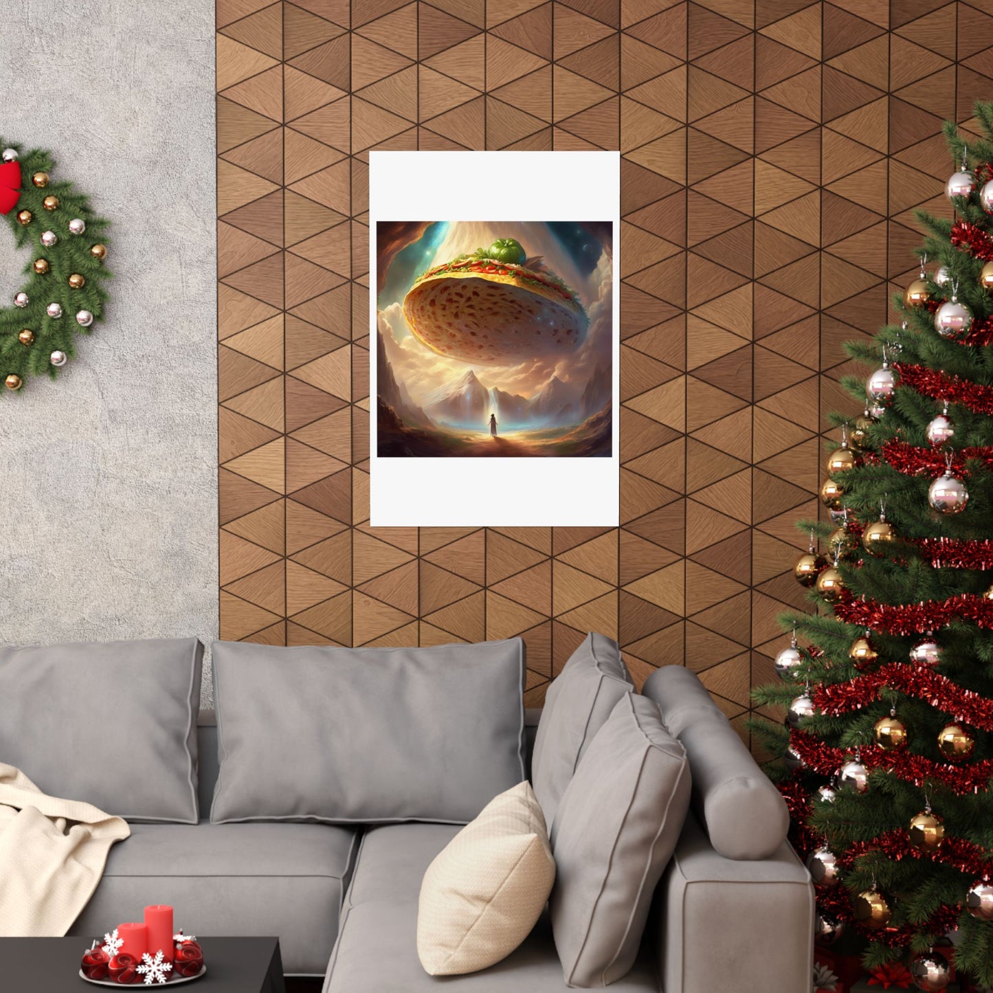 Cosmic Taco UFO Surreal Food Fantasy Art Poster