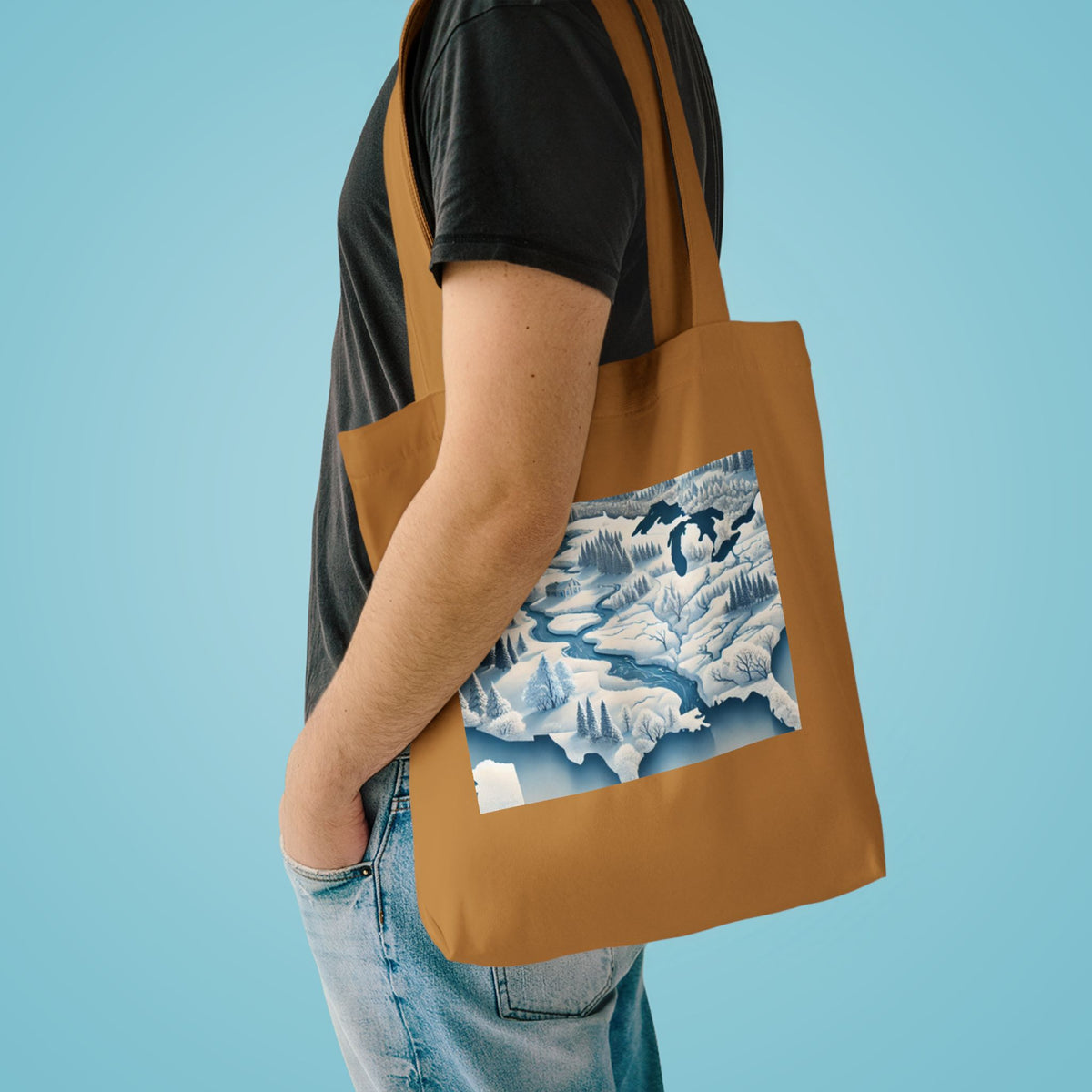 Winter USA Dreamscape Snowy Map Tote Bag Geography Travel Gift