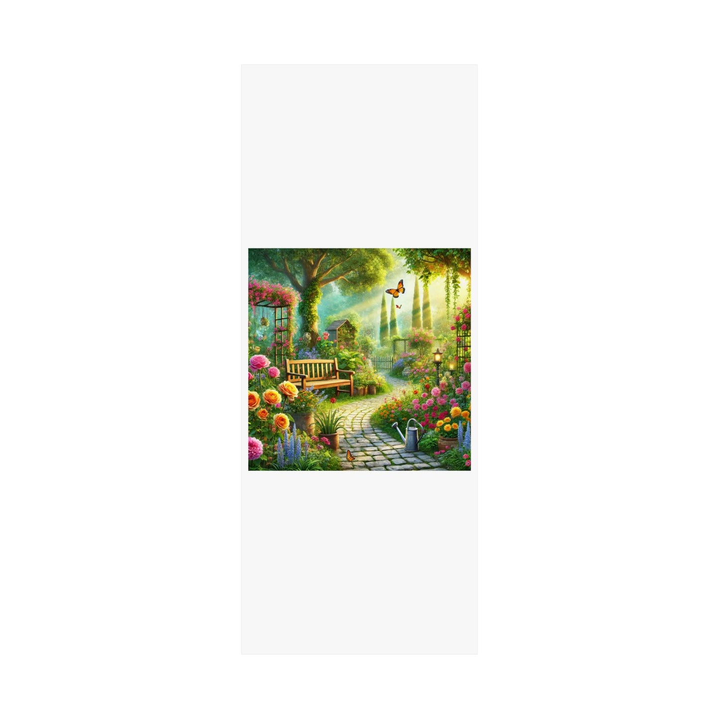 Sunlit Spring Flower Garden Bench Poster