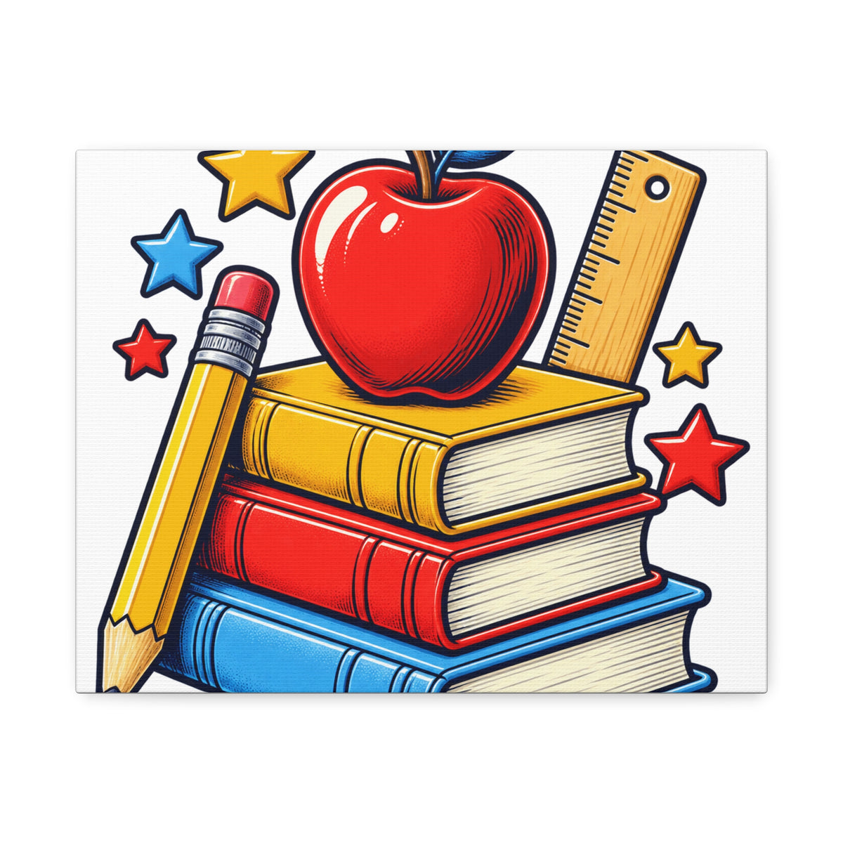 Retro School Books Apple Teacher Appreciation Canvas Art