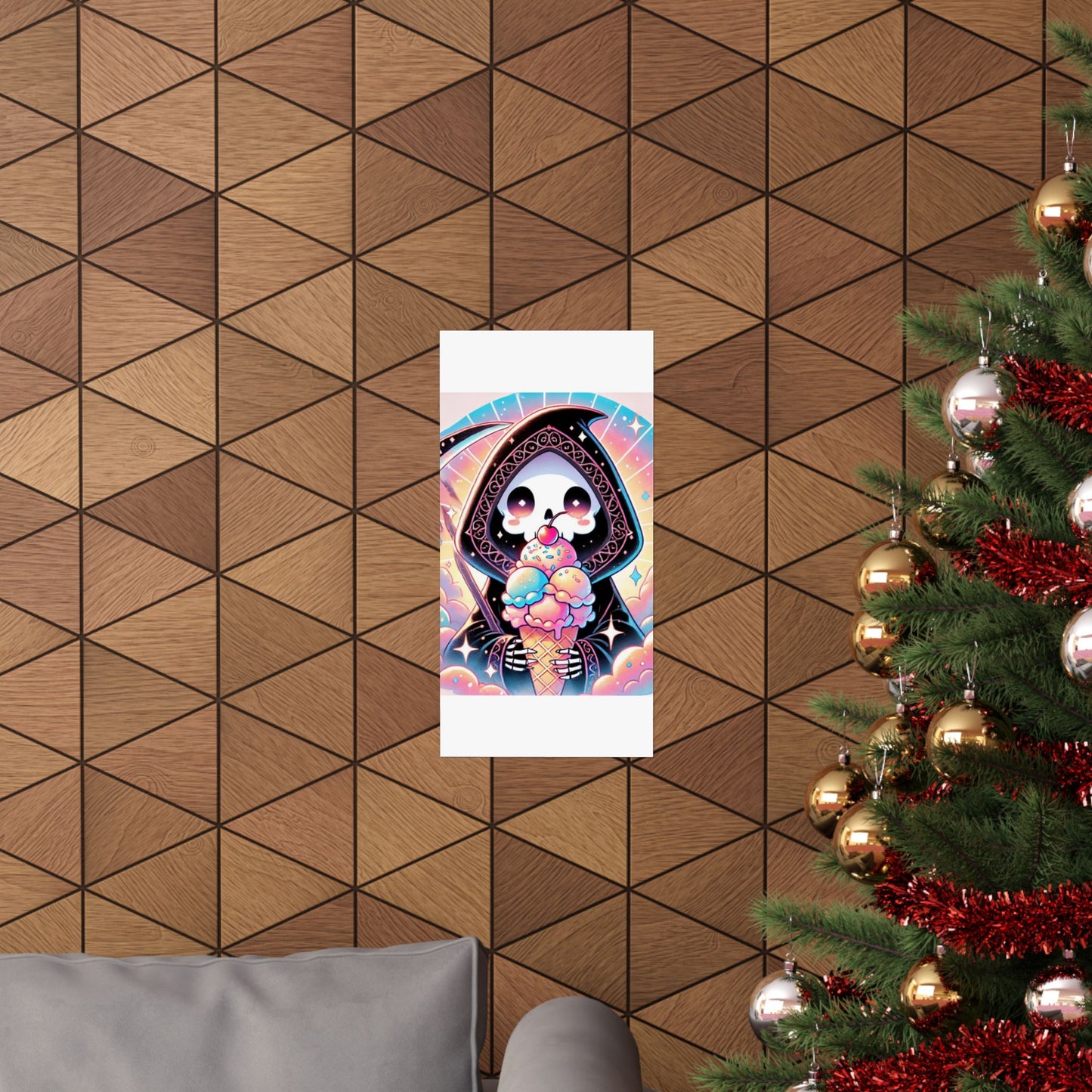 Cute Grim Reaper Ice Cream Pastel Novelty Poster