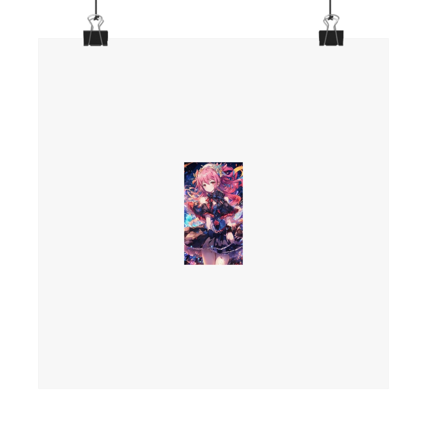 Pink Haired Fantasy Heroine Anime Portrait Poster Art