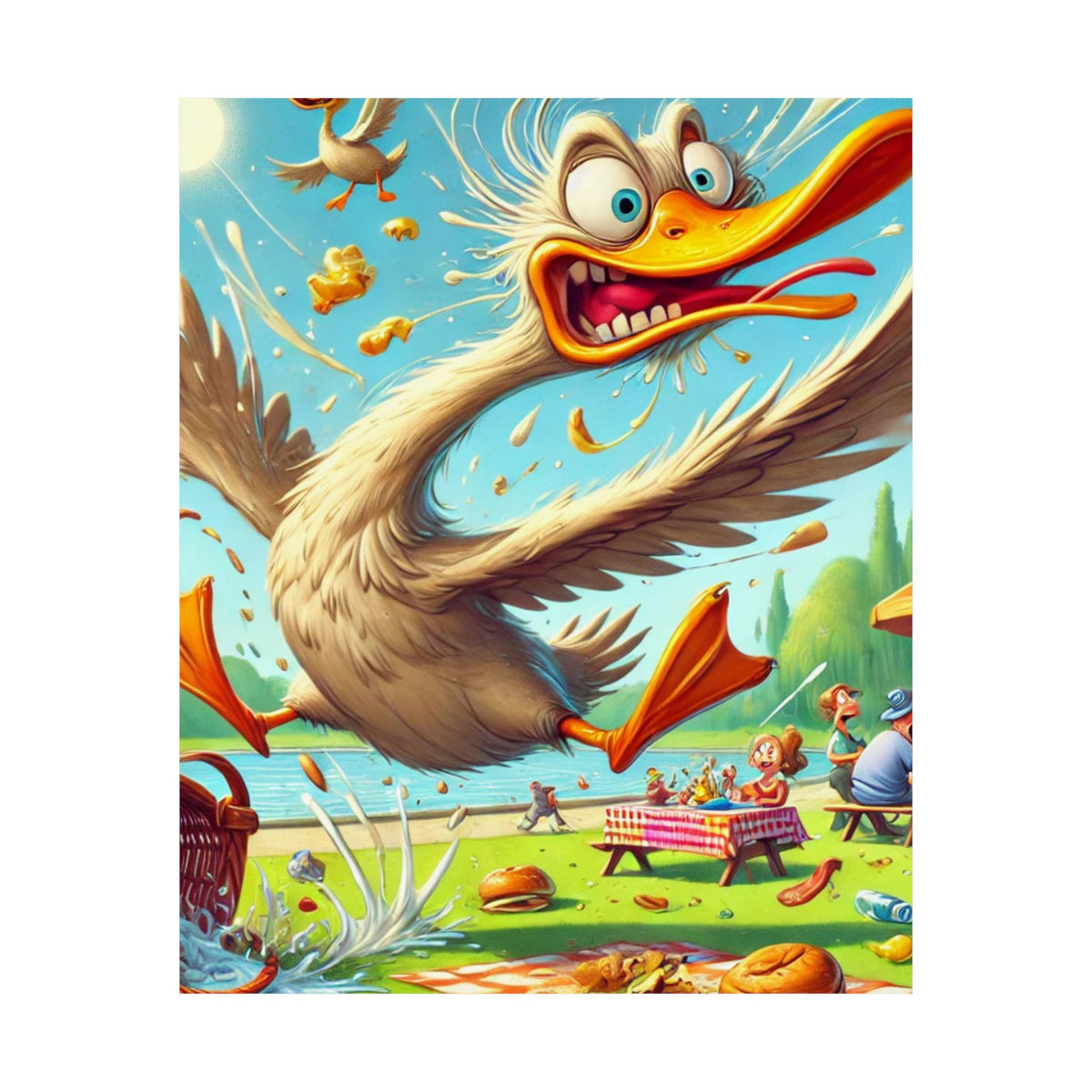 Chaotic Picnic Duck Funny Summer Wall Art Poster