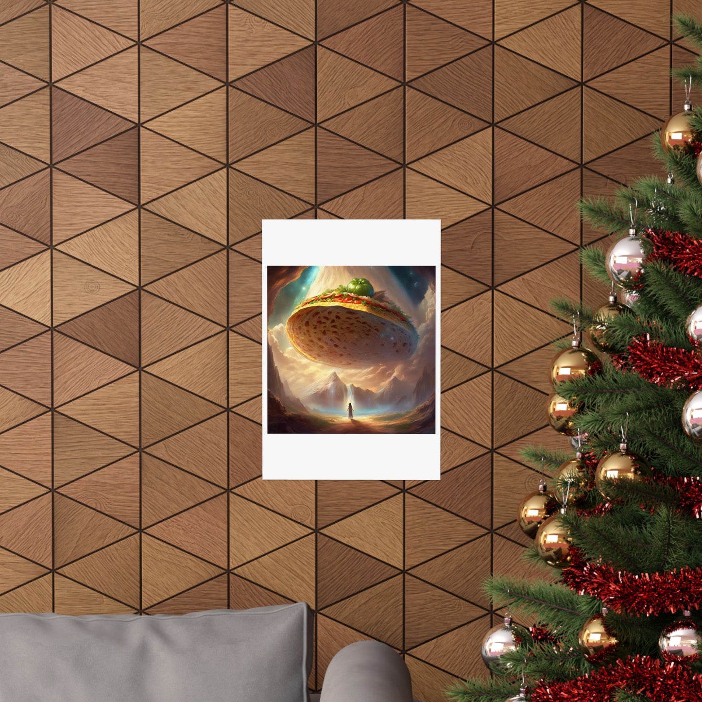 Cosmic Taco UFO Surreal Food Fantasy Art Poster