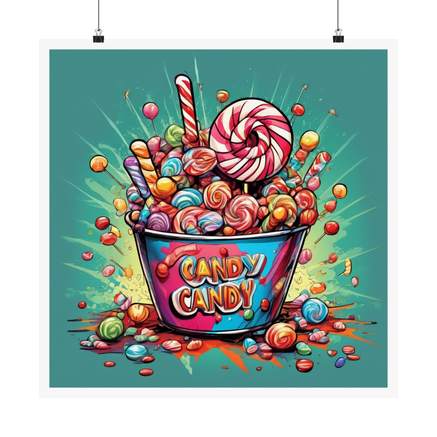 Holiday Candy Bucket Sweets Gift Art Poster