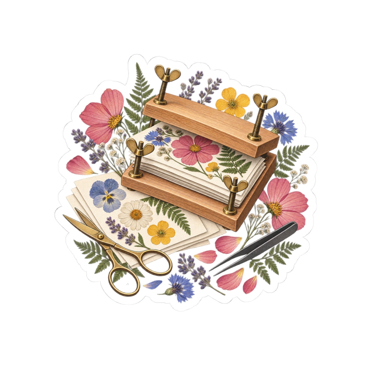 Botanical Flower Press Workshop Sticker