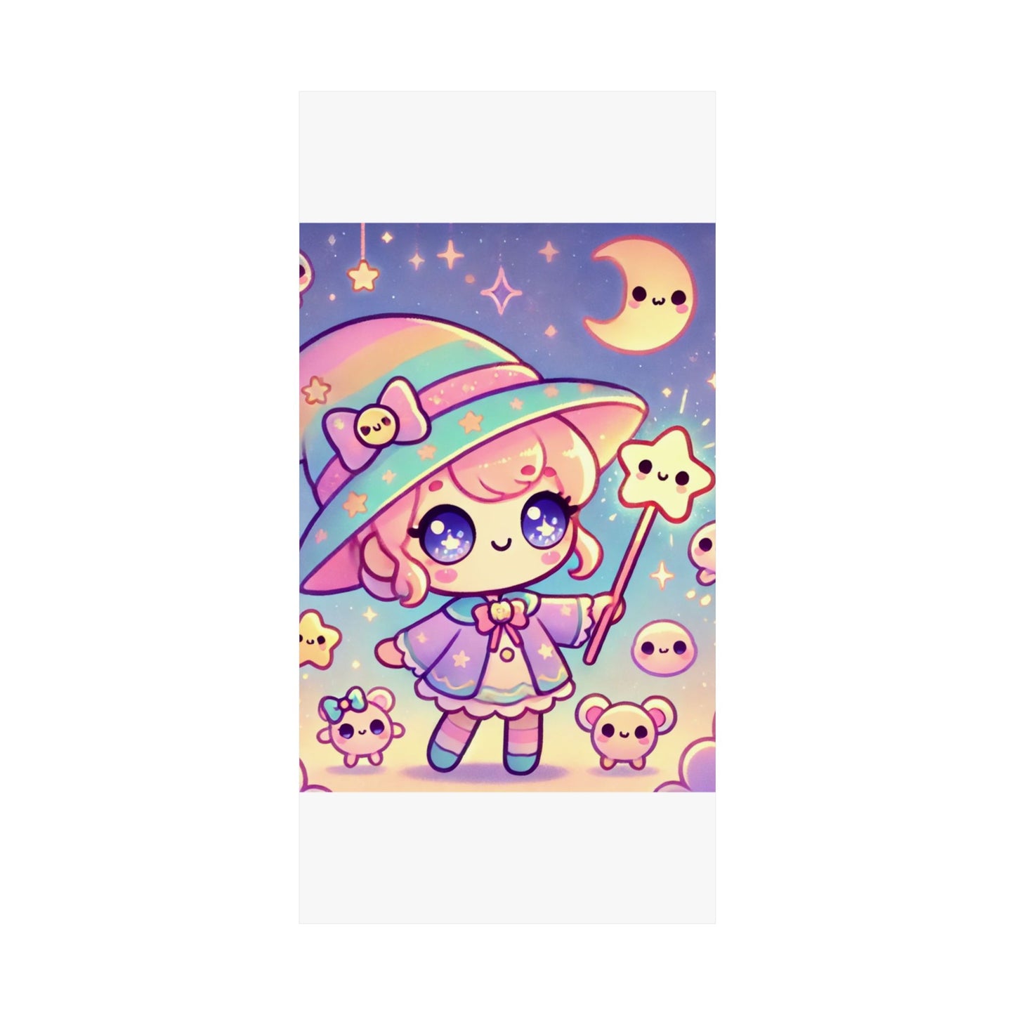 Kawaii Moon Wand Pastel Fantasy Wall Art Poster