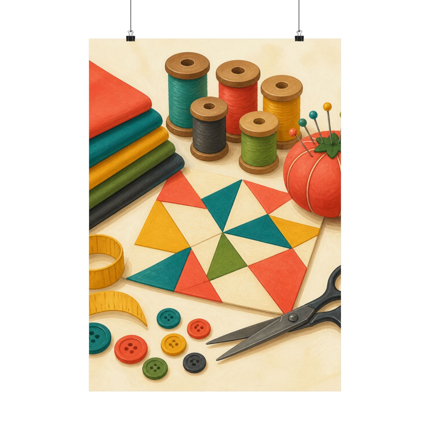 Colorful Sewing and Quilting Hobby Poster