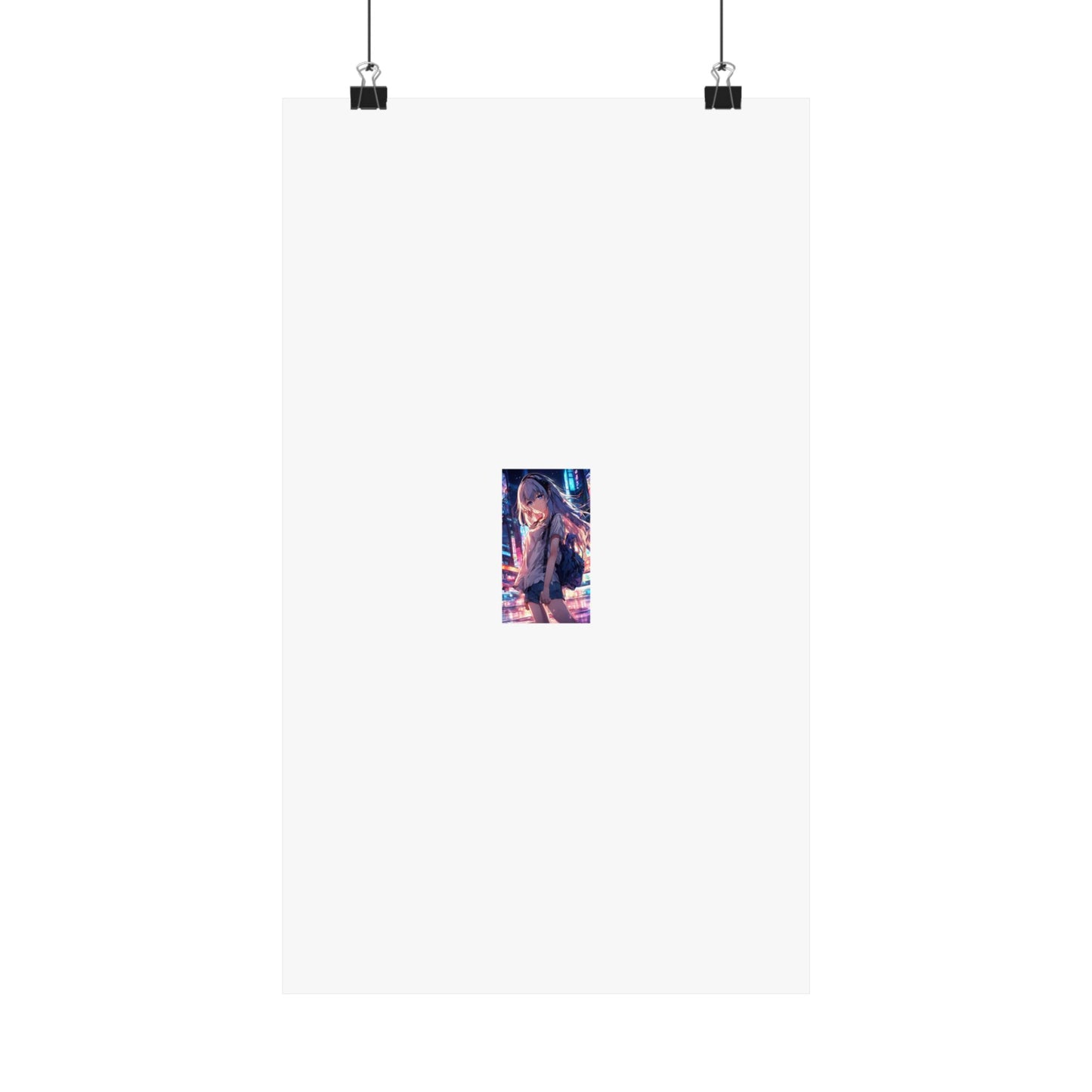 Anime City Night Heroine Portrait Neon Poster Art