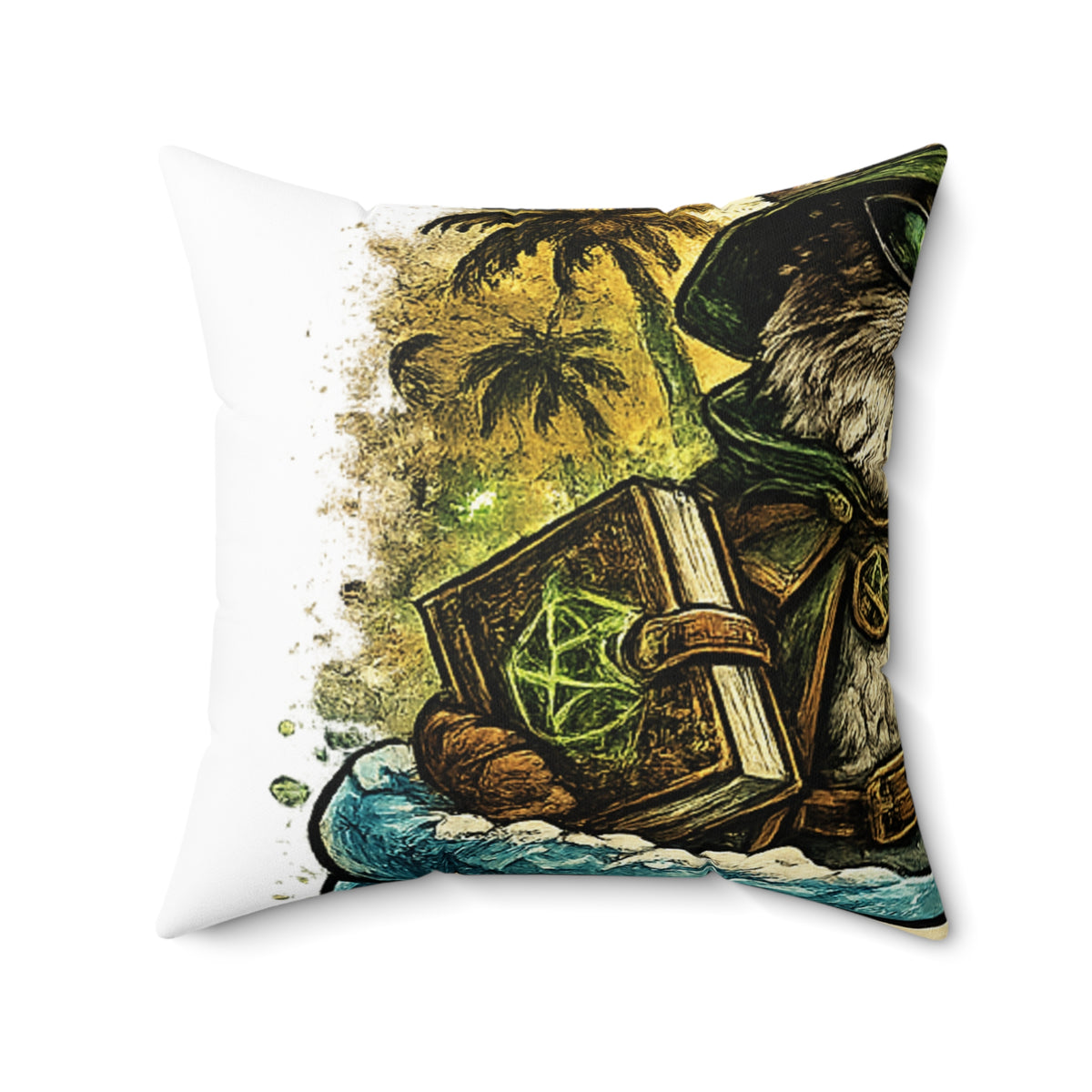 Crazy Cat Wizard Funny Fantasy Decorative Pillow