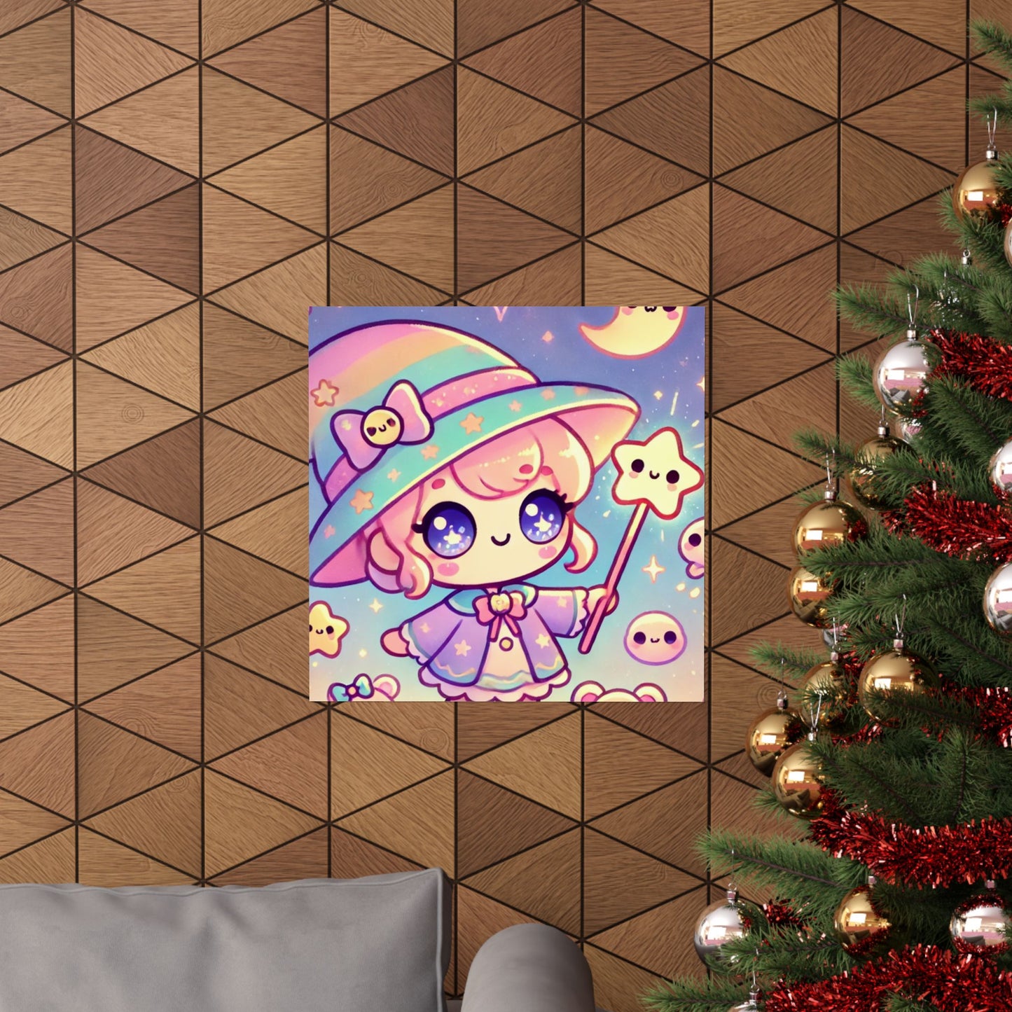 Kawaii Moon Wand Pastel Fantasy Wall Art Poster