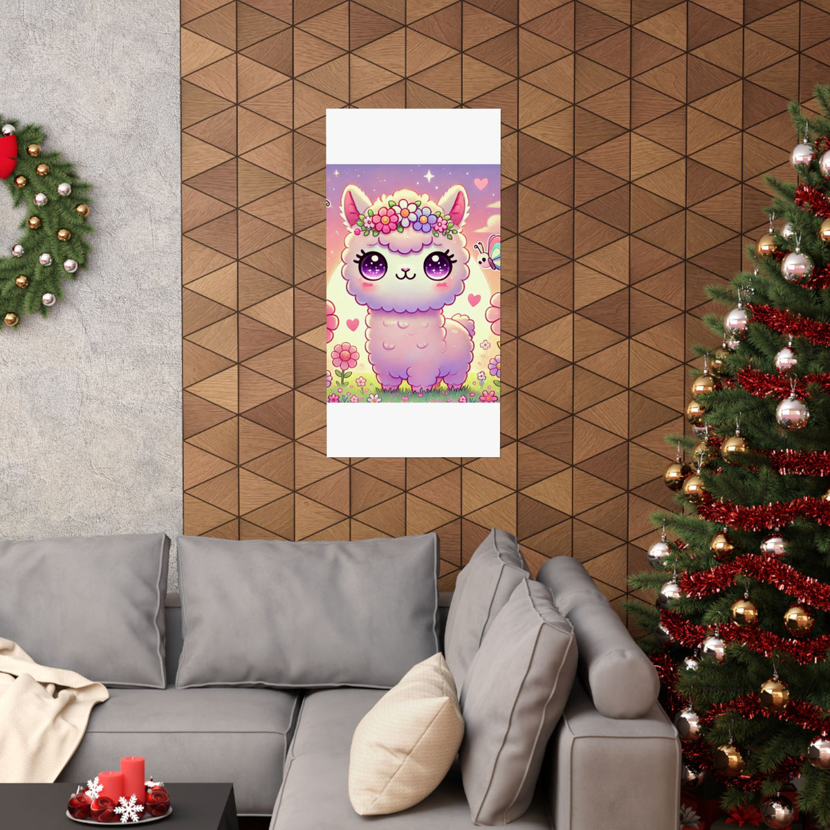 Pastel Floral Alpaca Garden Kawaii Wall Art Poster