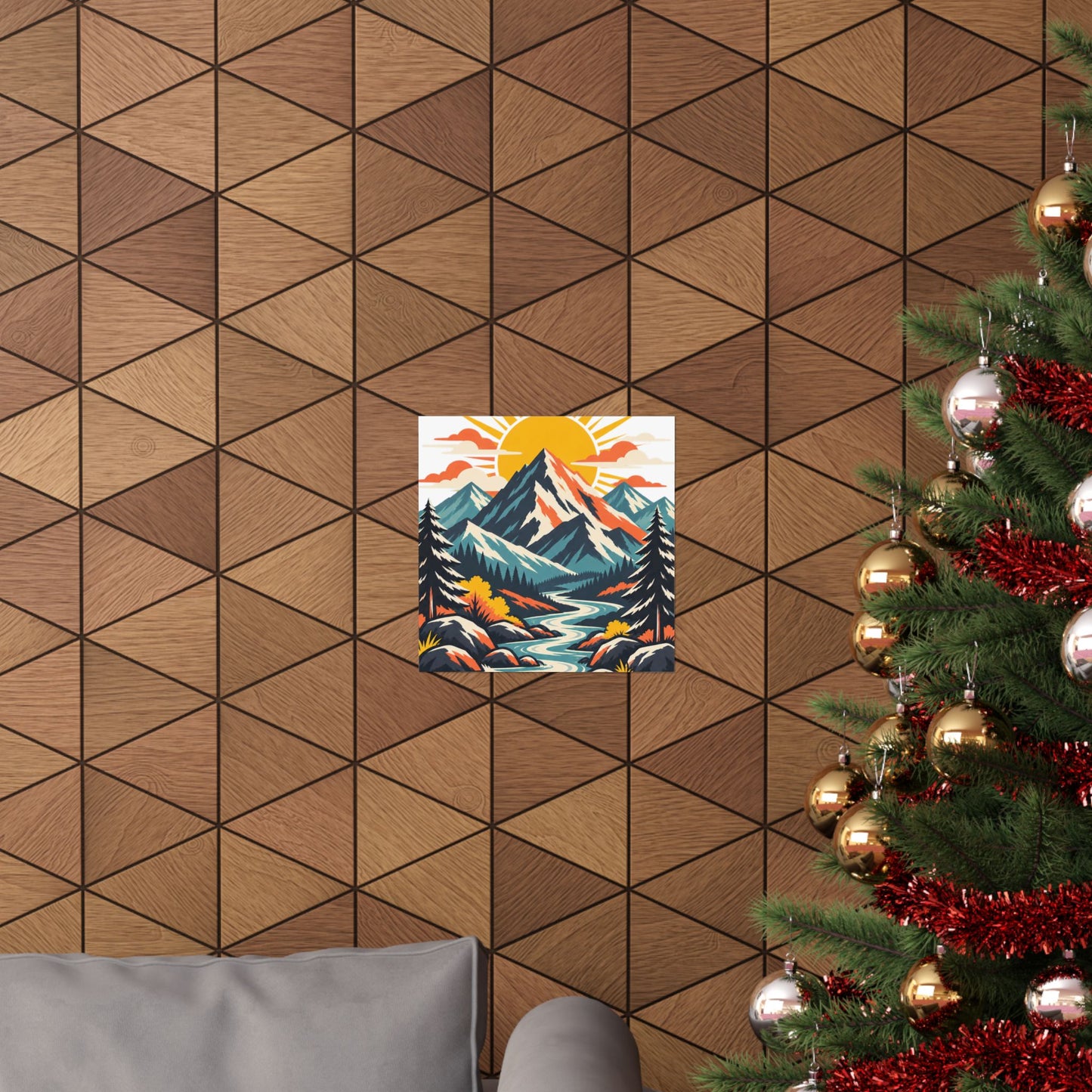 Alpine Sunrise River Mountain Adventure Art Poster