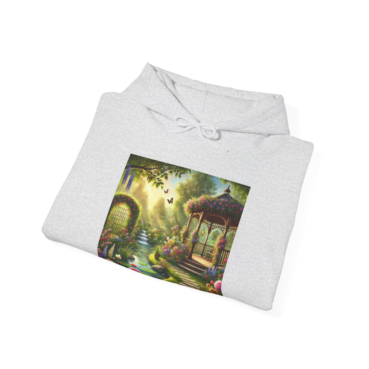 Sunlit Rose Gazebo Cottage Garden Hoodie