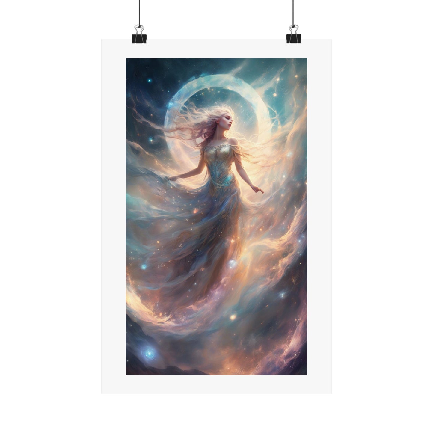 Moonlit Celestial Dancer Fantasy Portrait Poster