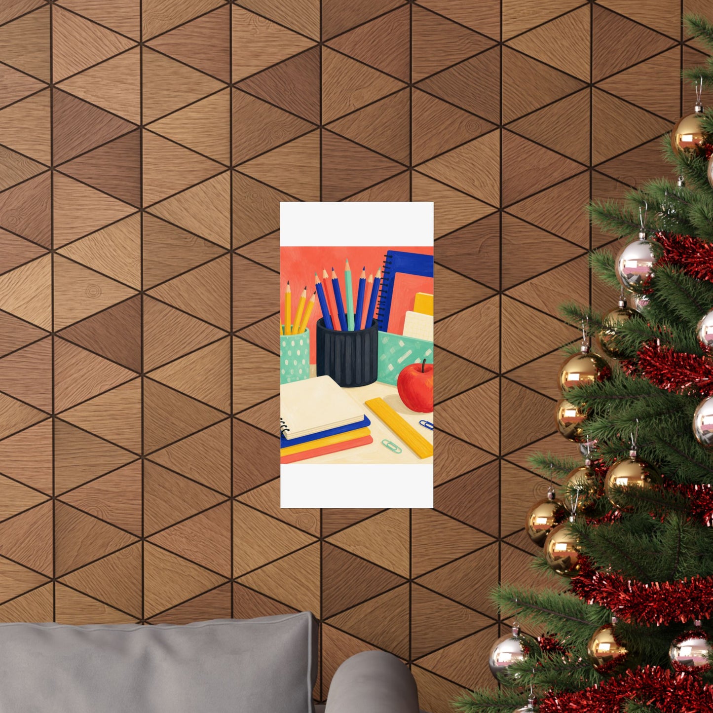 Colorful Teacher Desk Supplies Art Poster