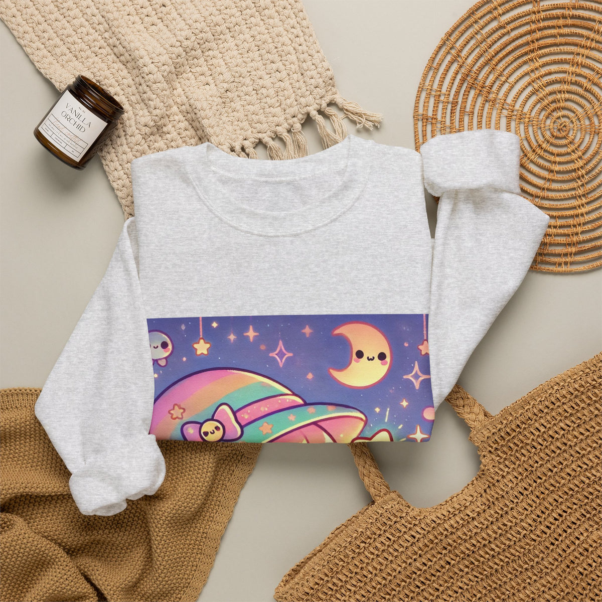 Kawaii Moon Wand Pastel Fantasy Art Sweatshirt