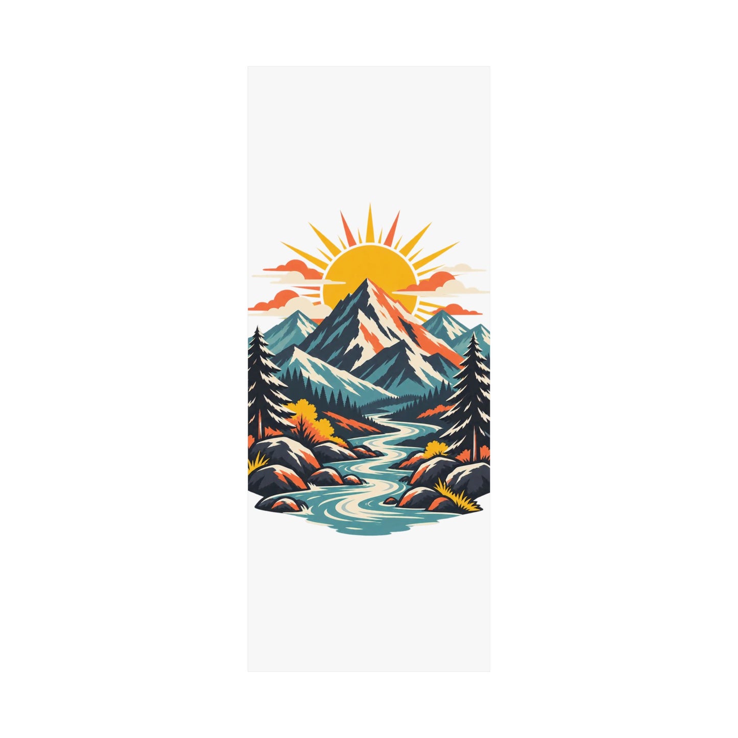 Alpine Sunrise River Mountain Adventure Art Poster