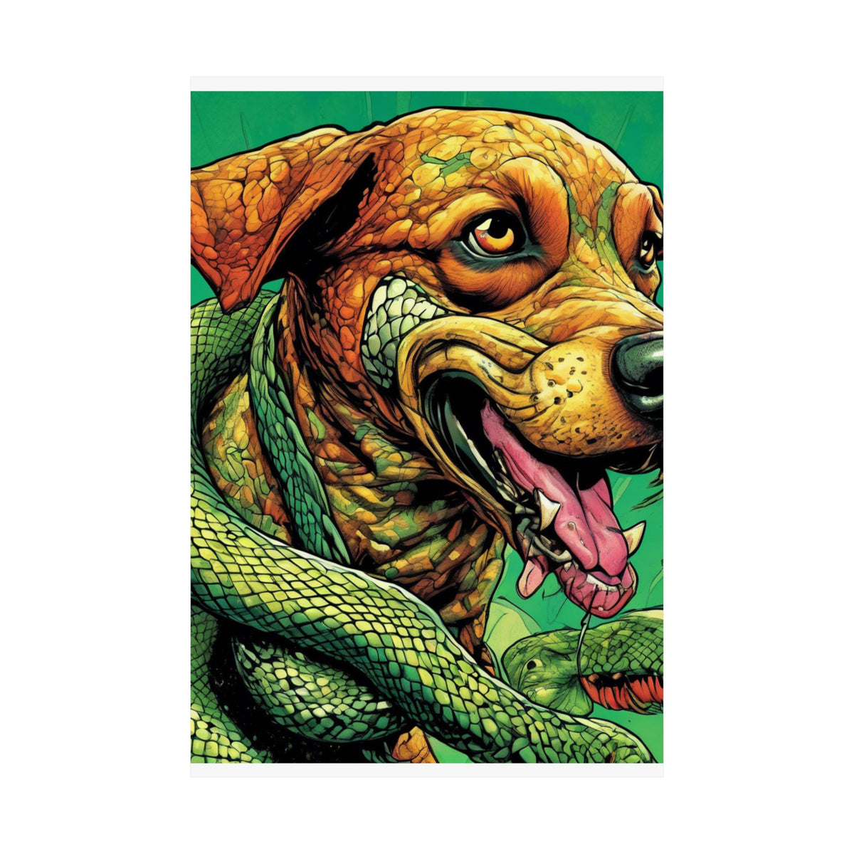 Serpent Guardian Dog Bold Fantasy Creature Art Poster