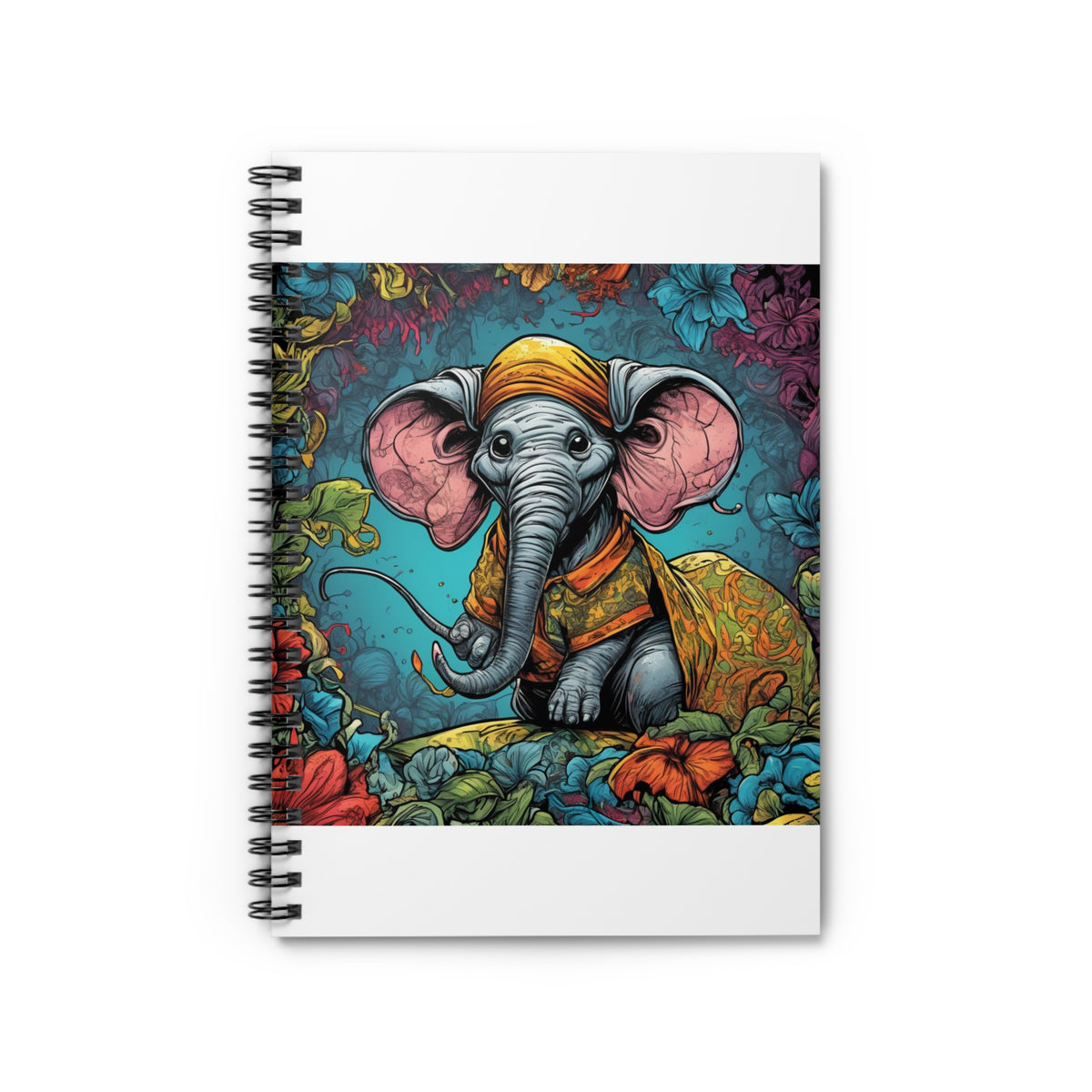 Colorful Storybook Elephant Floral Spiral Notebook