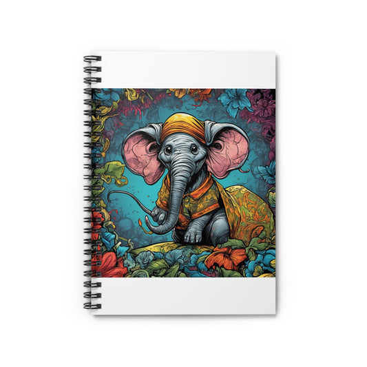 Colorful Storybook Elephant Floral Spiral Notebook