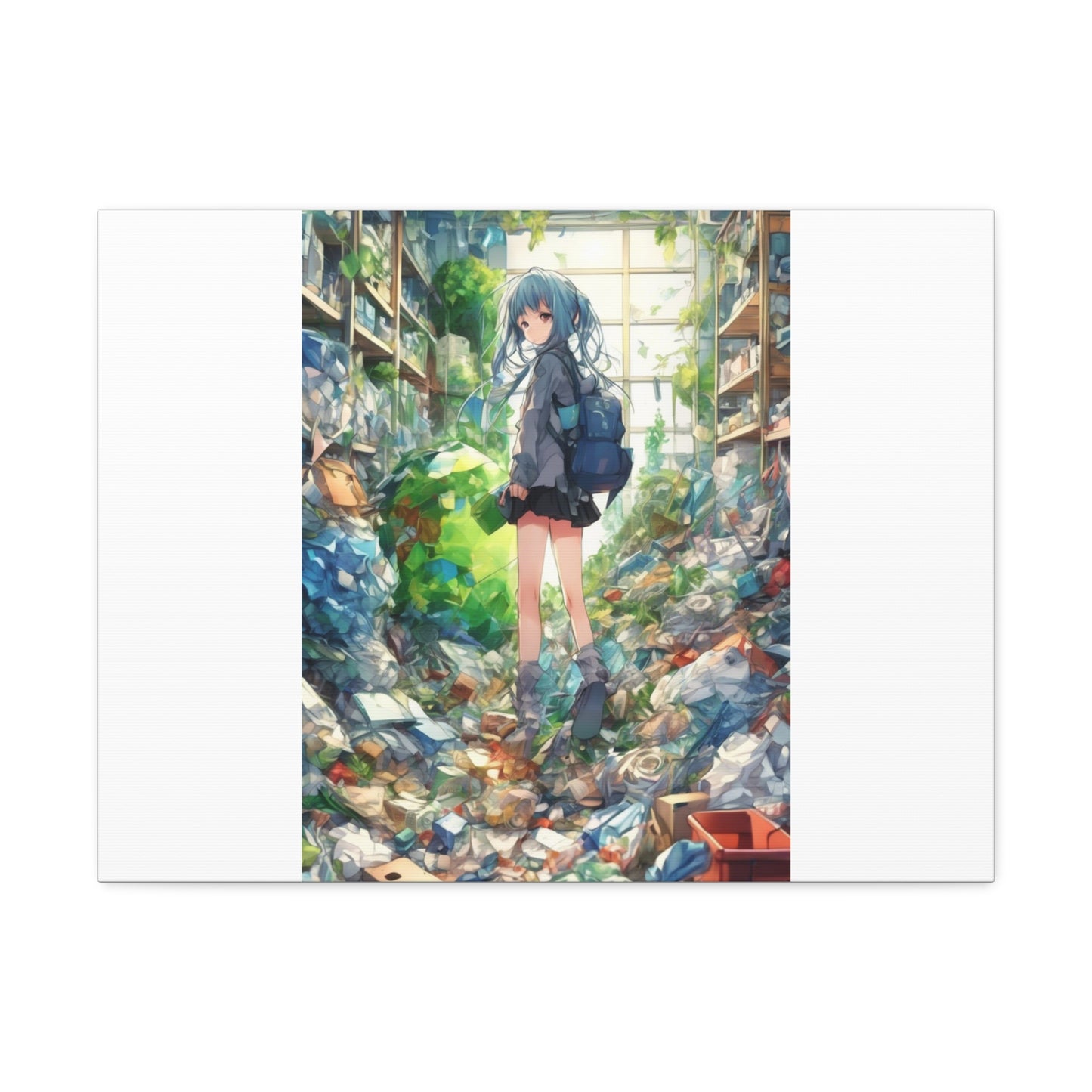 Green Recycling Alley Anime Girl Recycling Alley Canvas