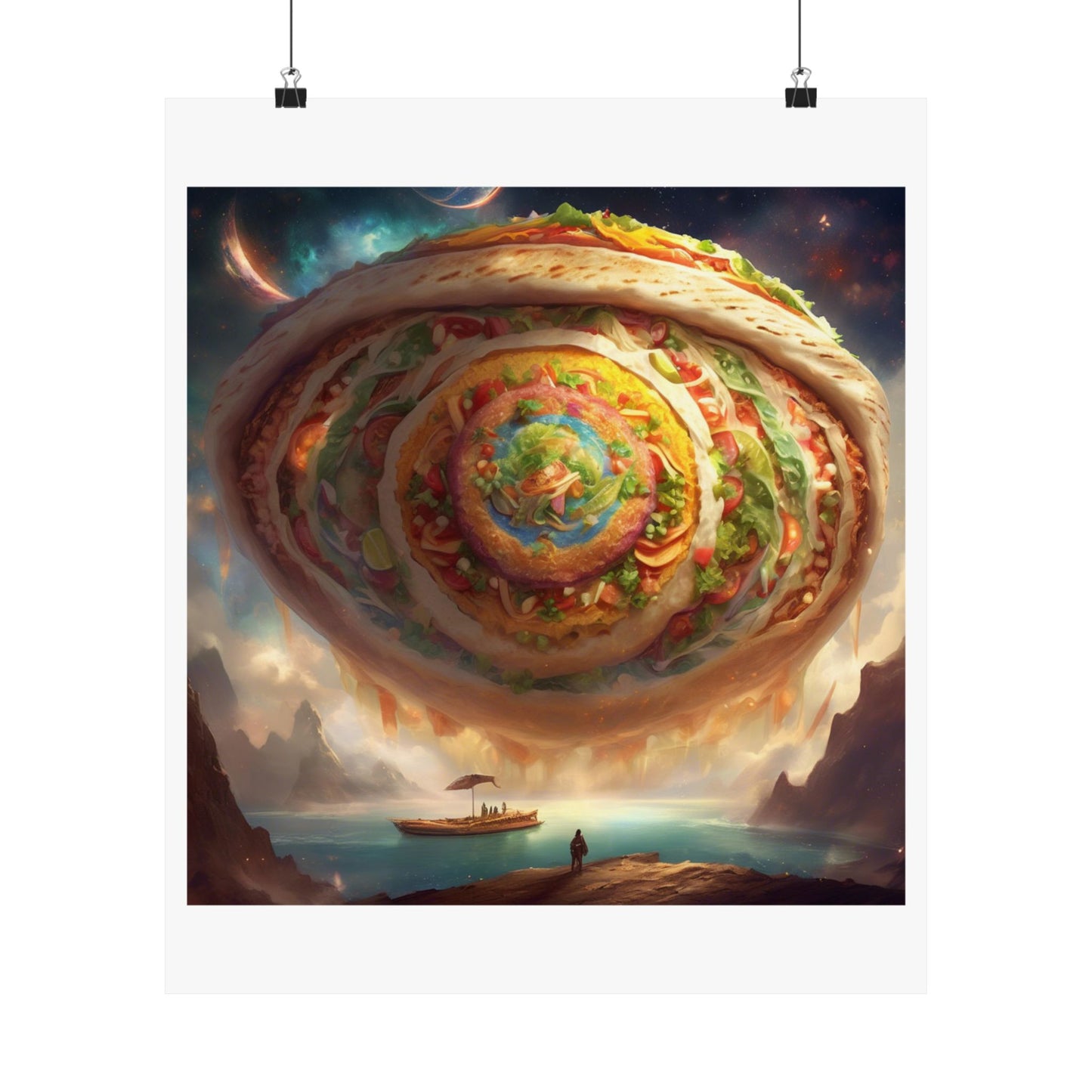 Cosmic Taco Portal Surreal Food Fantasy Art Poster