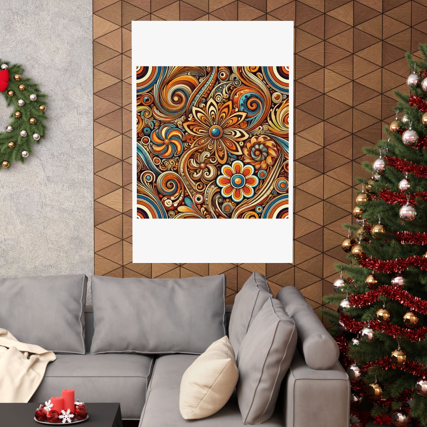 Ornate Abstract Floral Paisley Pattern Poster