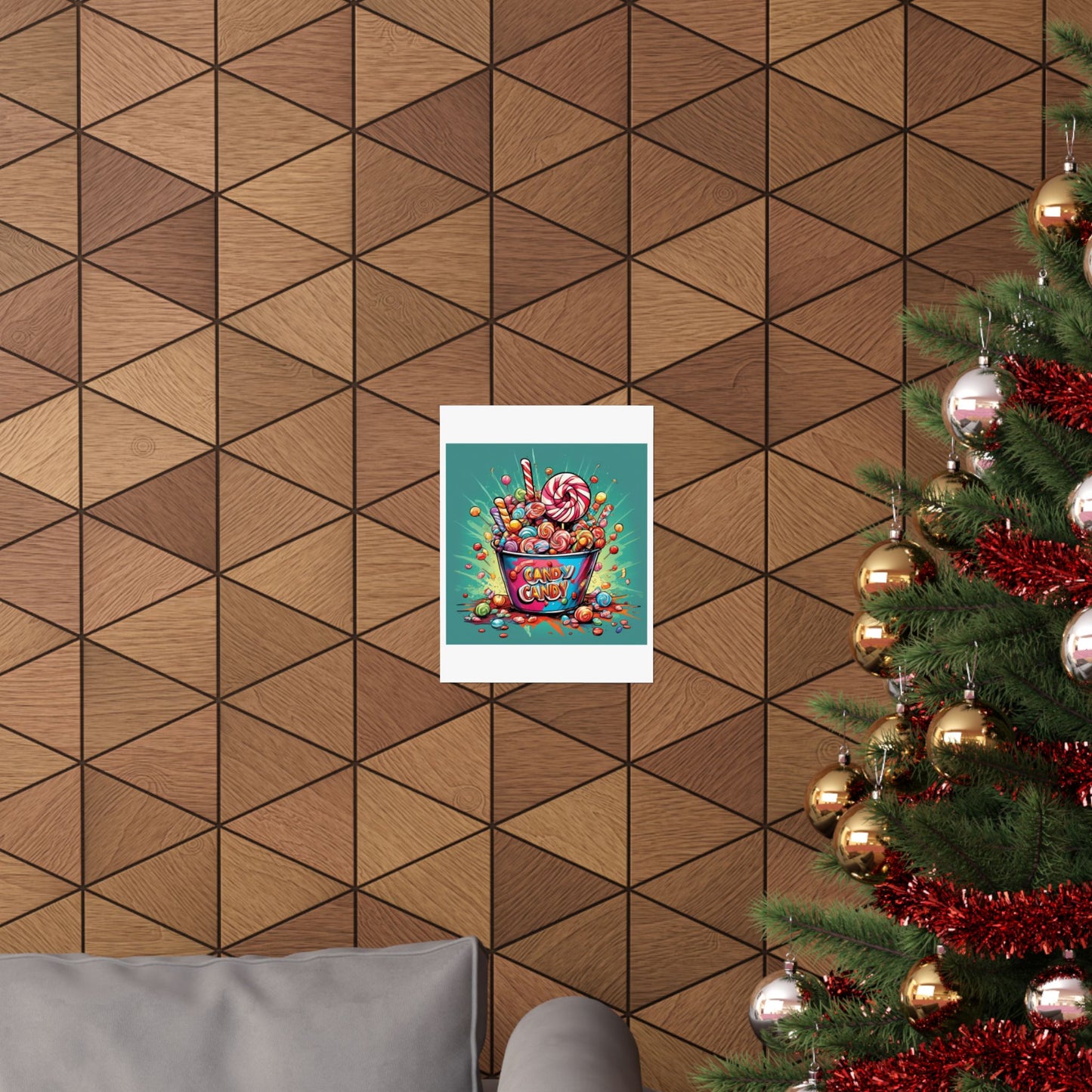 Holiday Candy Bucket Sweets Gift Art Poster