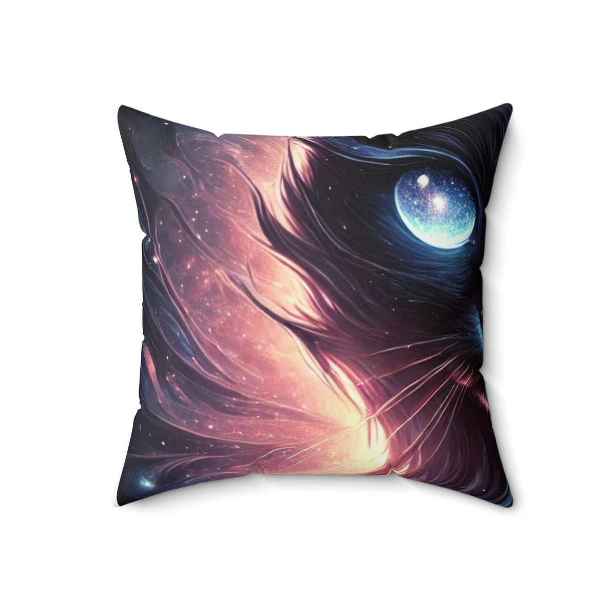 Cosmic Black Cat Galaxy Celestial Decorative Pillow