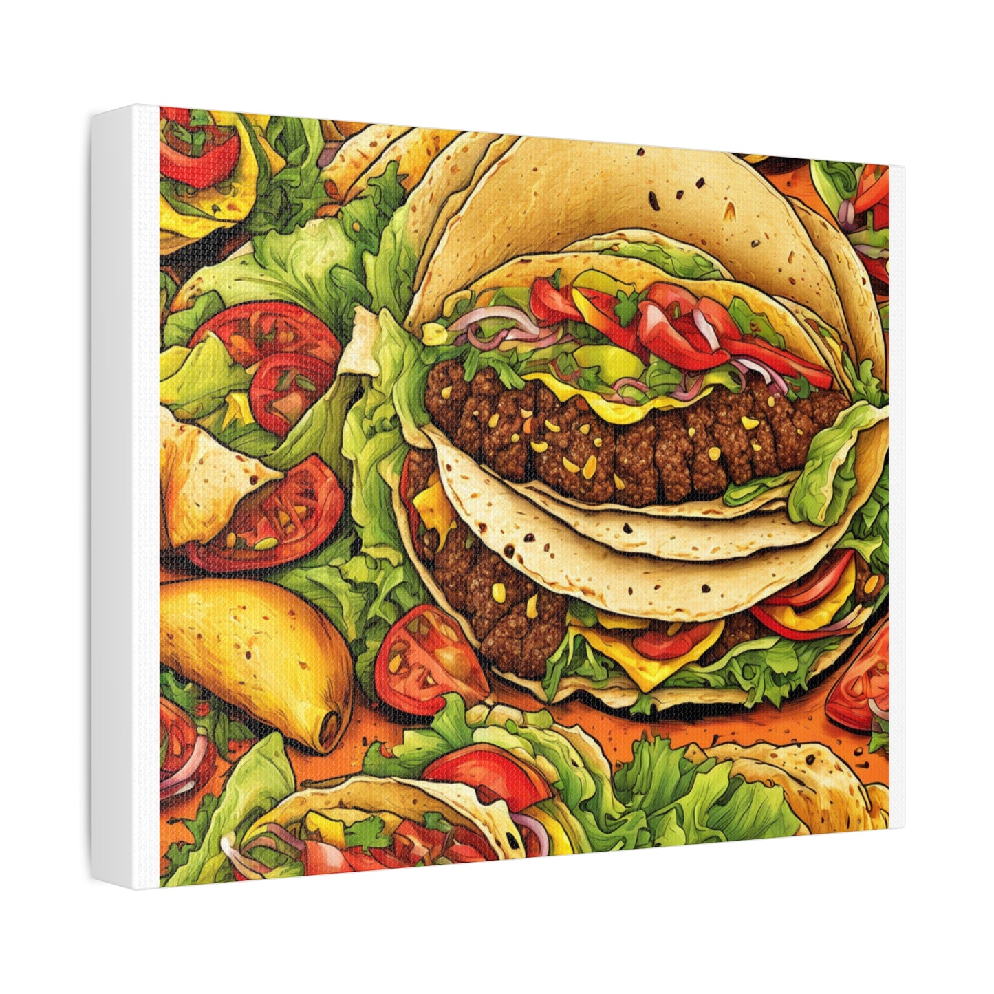 Stacked Taco Fiesta Foodie Gift Art Canvas