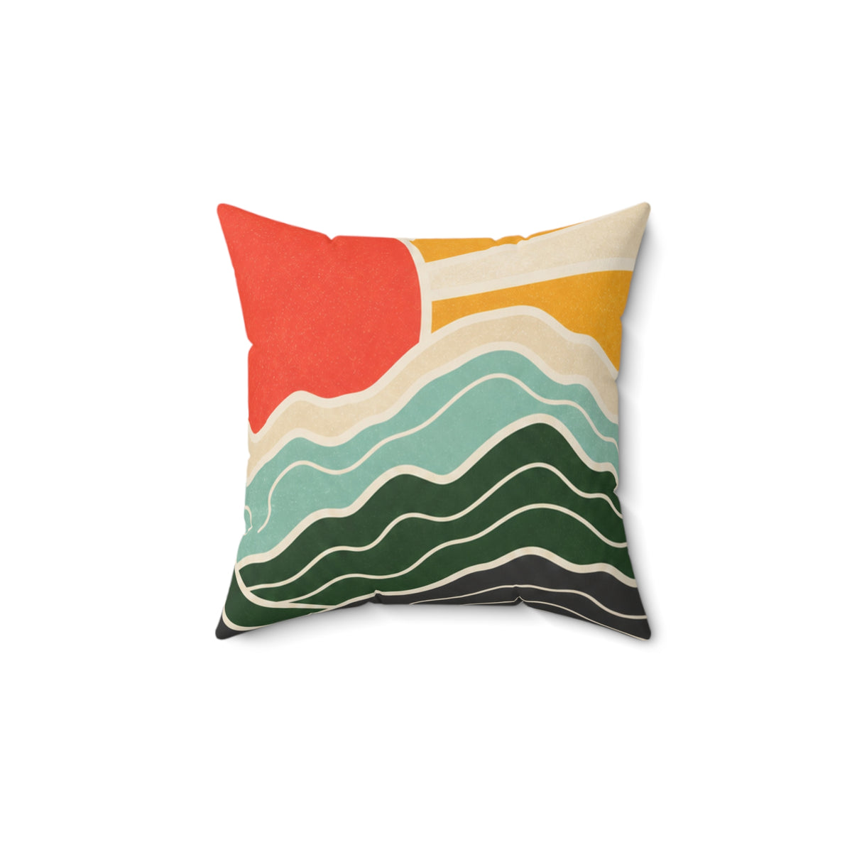 Topographic Sunrise Mid Century Decorative Pillow
