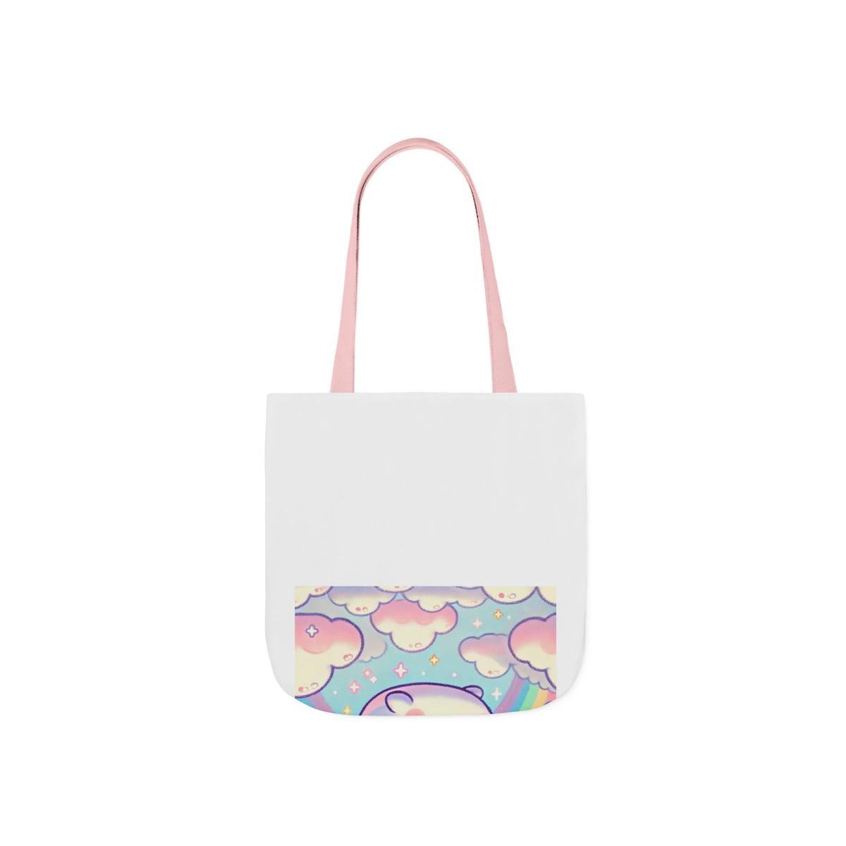 Kawaii Rainbow Whale Pastel Cloud Canvas Tote Bag