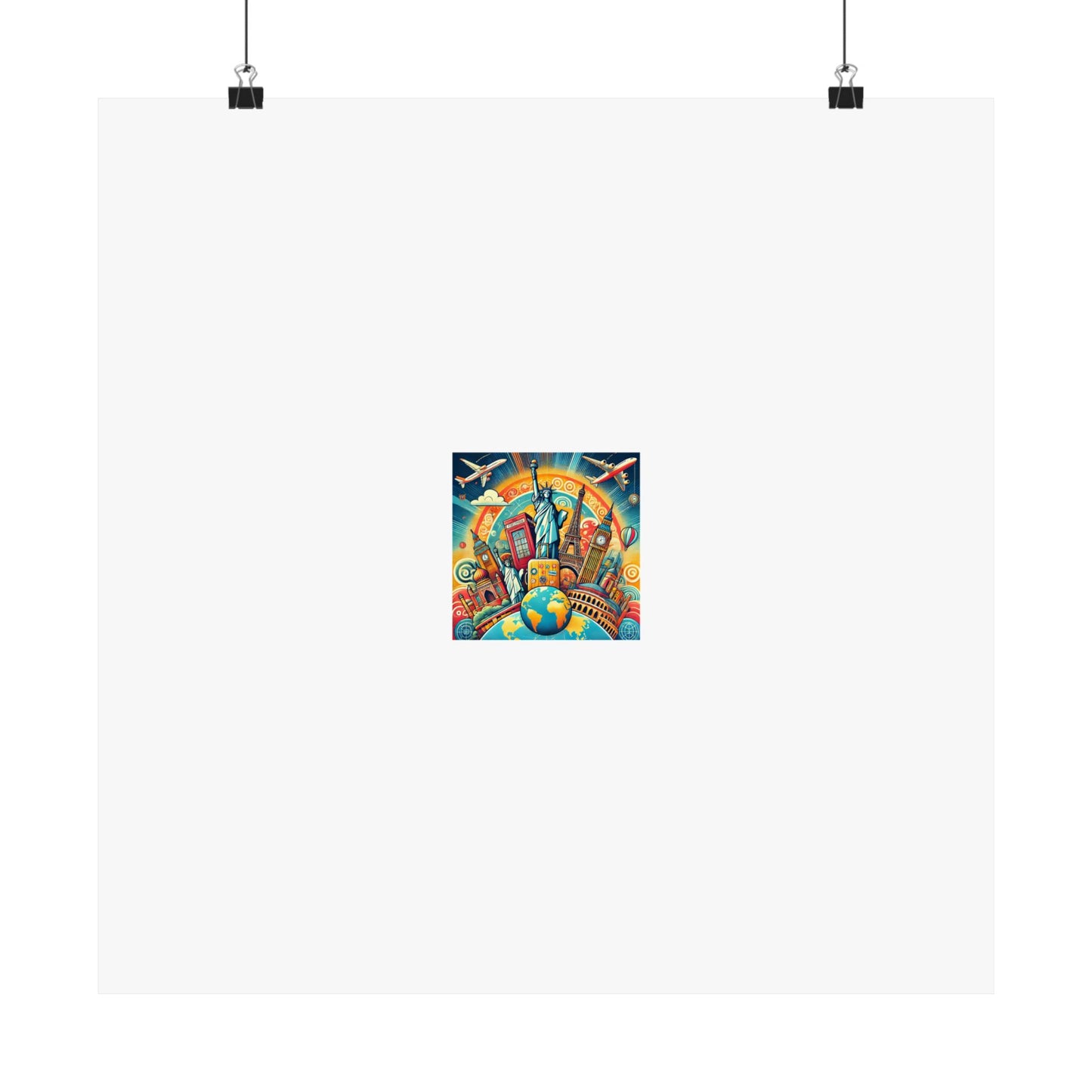 Global Landmark Adventure Collage Colorful Travel Poster