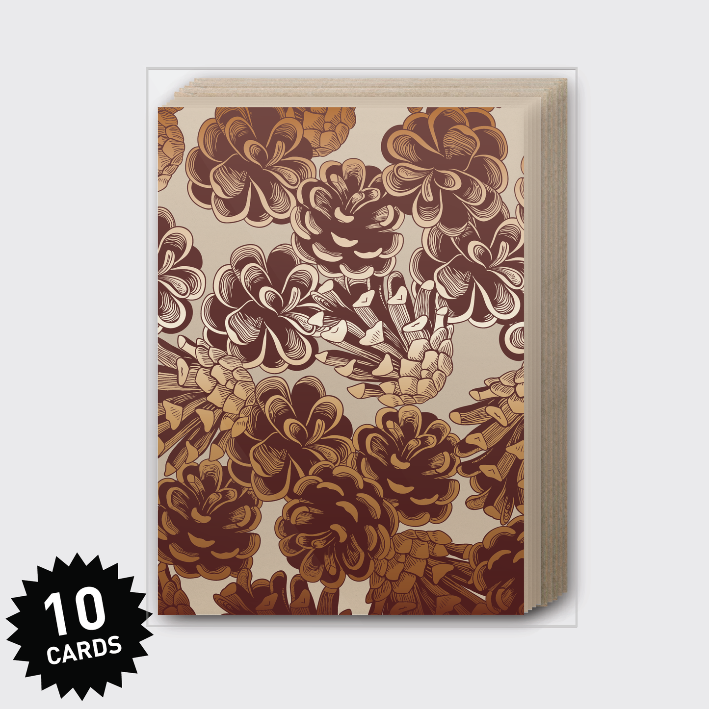 Box Set of 10 - Copper Foil Pinecones Greeting Card