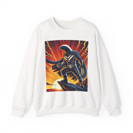 Honey Badger Super Hero Sweatshirt, Graphic Crewneck Jumper, Animal Lover Gift, Funny Hoodie, Wildlife Shirt