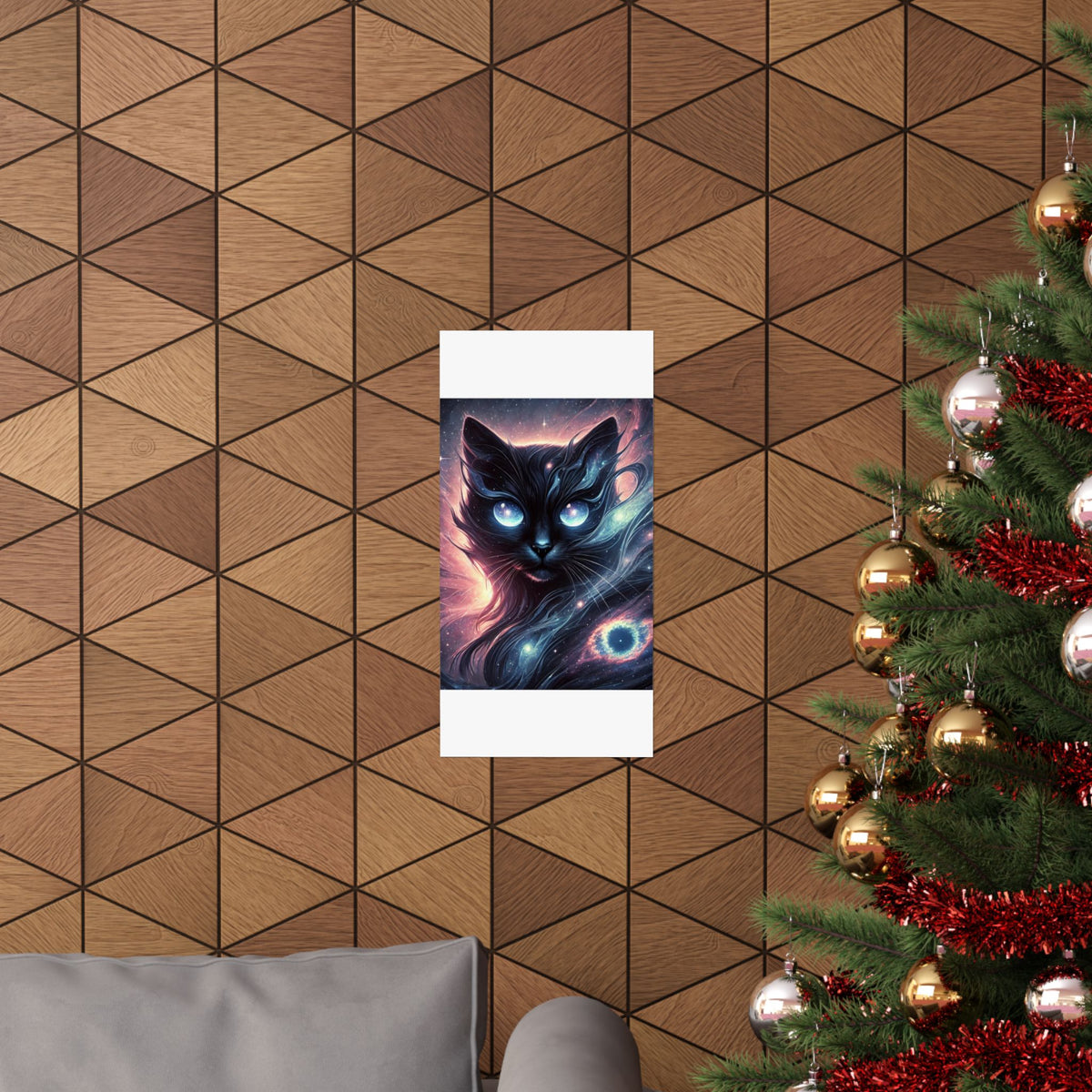 Cosmic Black Cat Galaxy Celestial Wall Art Poster