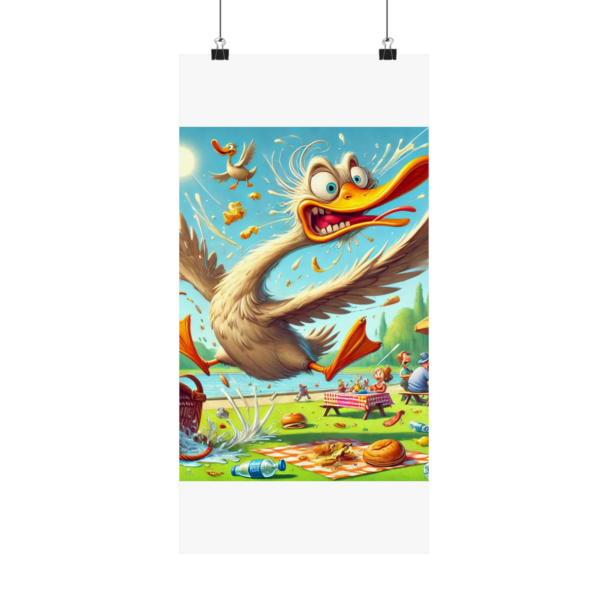 Chaotic Picnic Duck Funny Summer Wall Art Poster