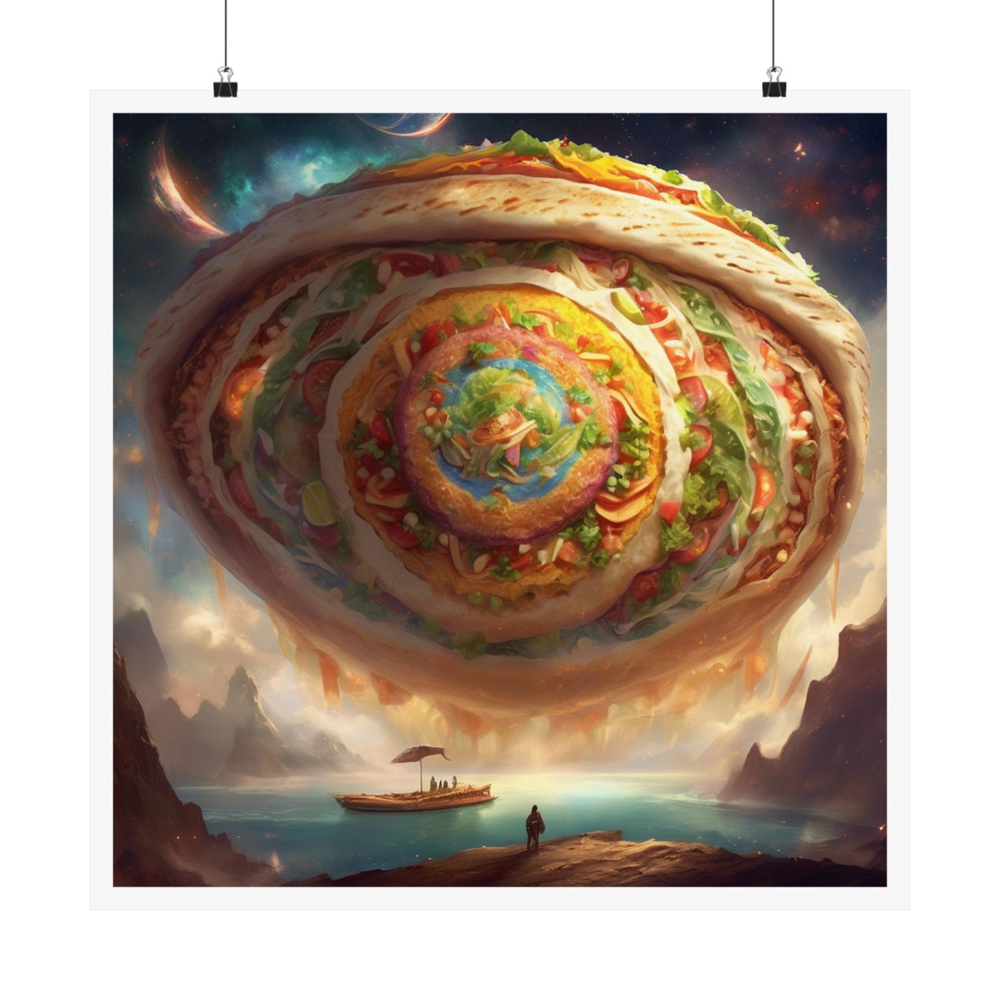 Cosmic Taco Portal Surreal Food Fantasy Art Poster