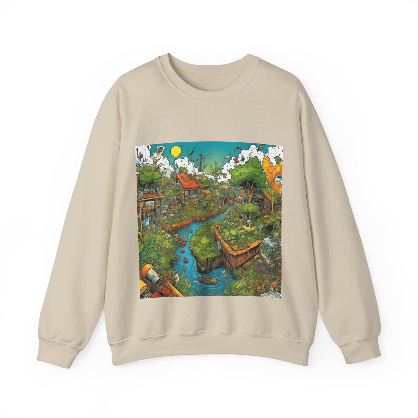 Whimsical Garden Stream Nature Gift Art Sweatshirt