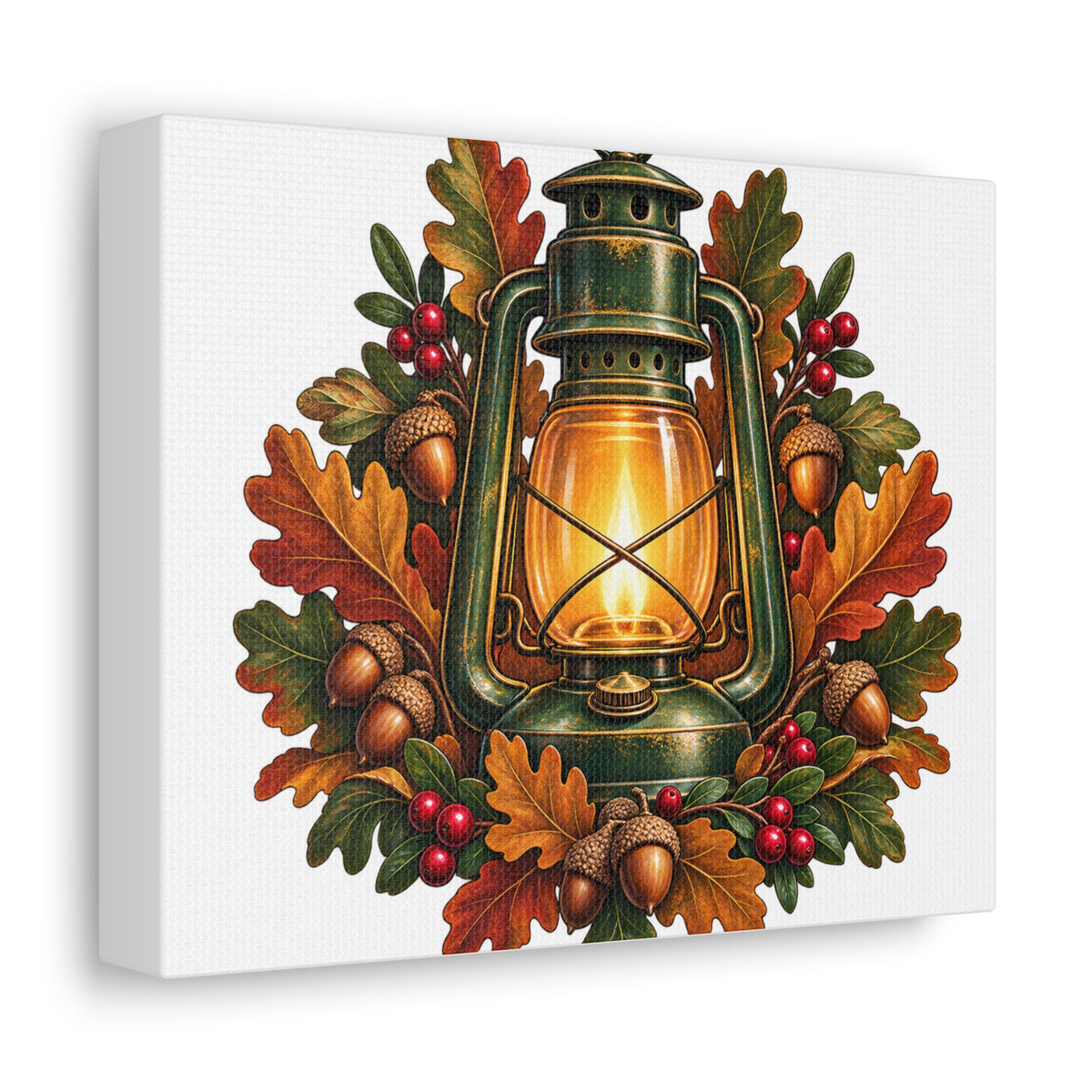 Autumn Oak Lantern and Acorns Canvas