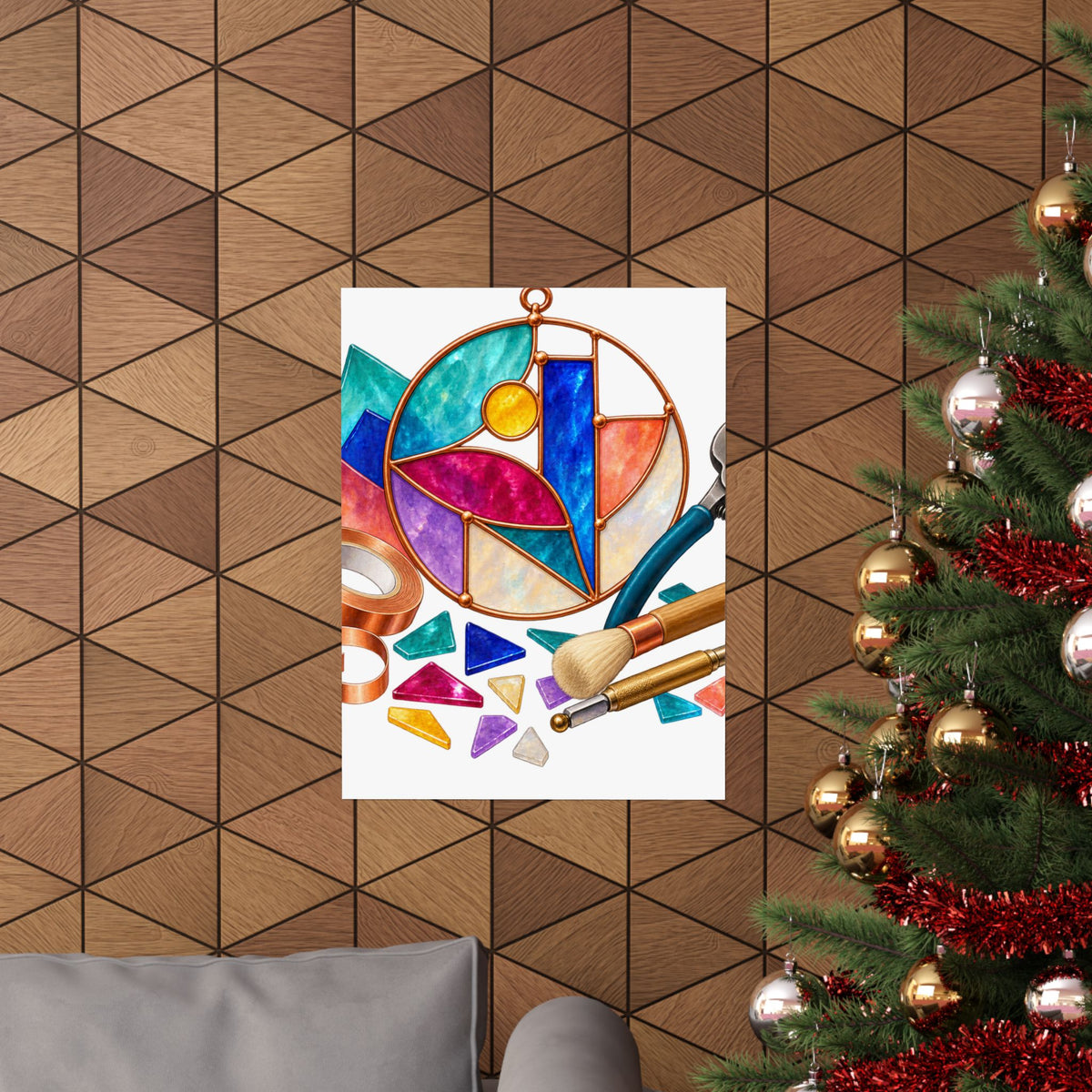 Abstract Stained Glass Suncatcher Workshop Poster