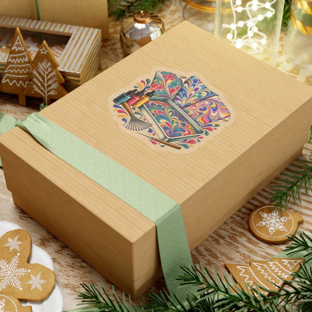 Colorful Paper Marbling Workshop Sticker