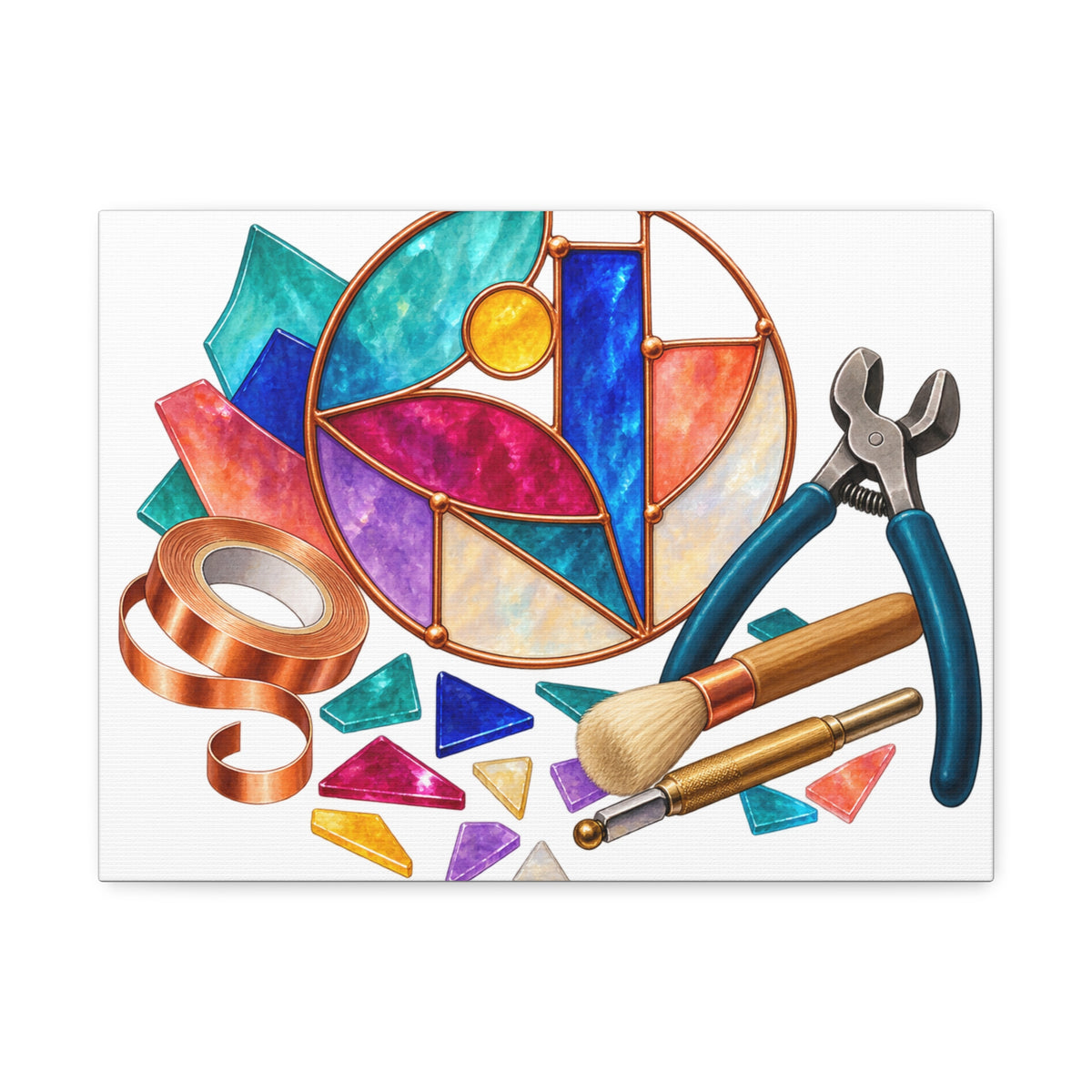 Abstract Stained Glass Suncatcher Workshop Canvas